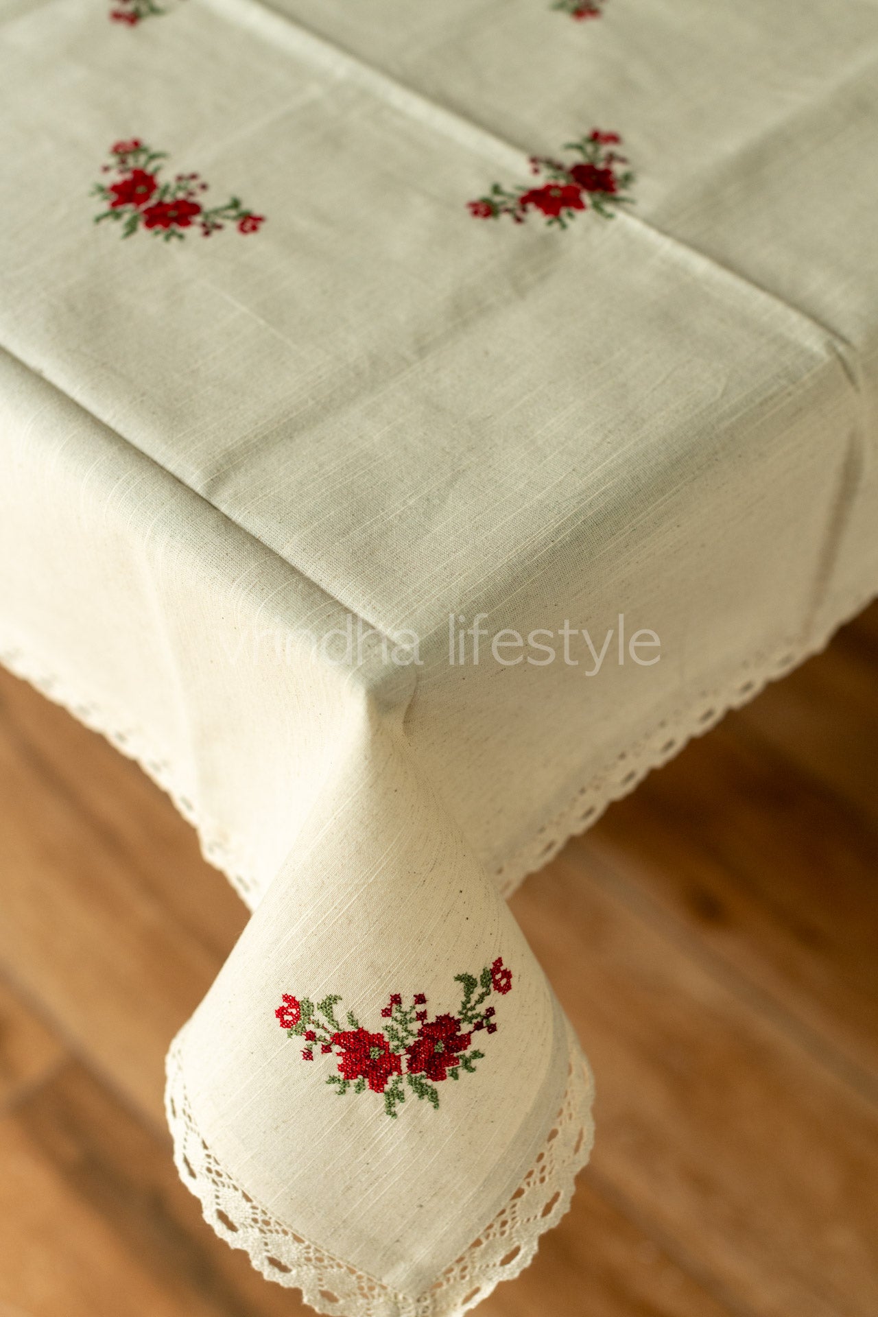 COFFEE TABLE CLOTH with cross stitch embroidery -32x32 inches-customisable