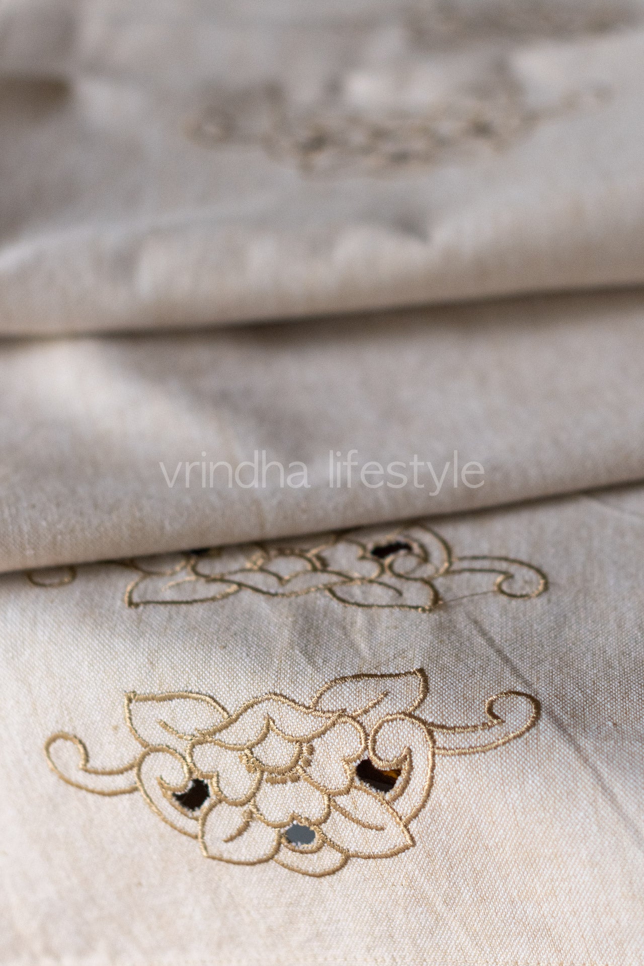 Cotton table runner with cut work embroidery-8 seater 14x 104- inches-customisable