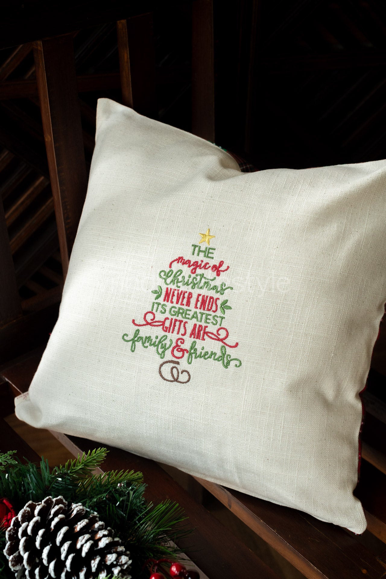 Cotton cushion cover with embroidery -Single unit- 16x16 -customisable