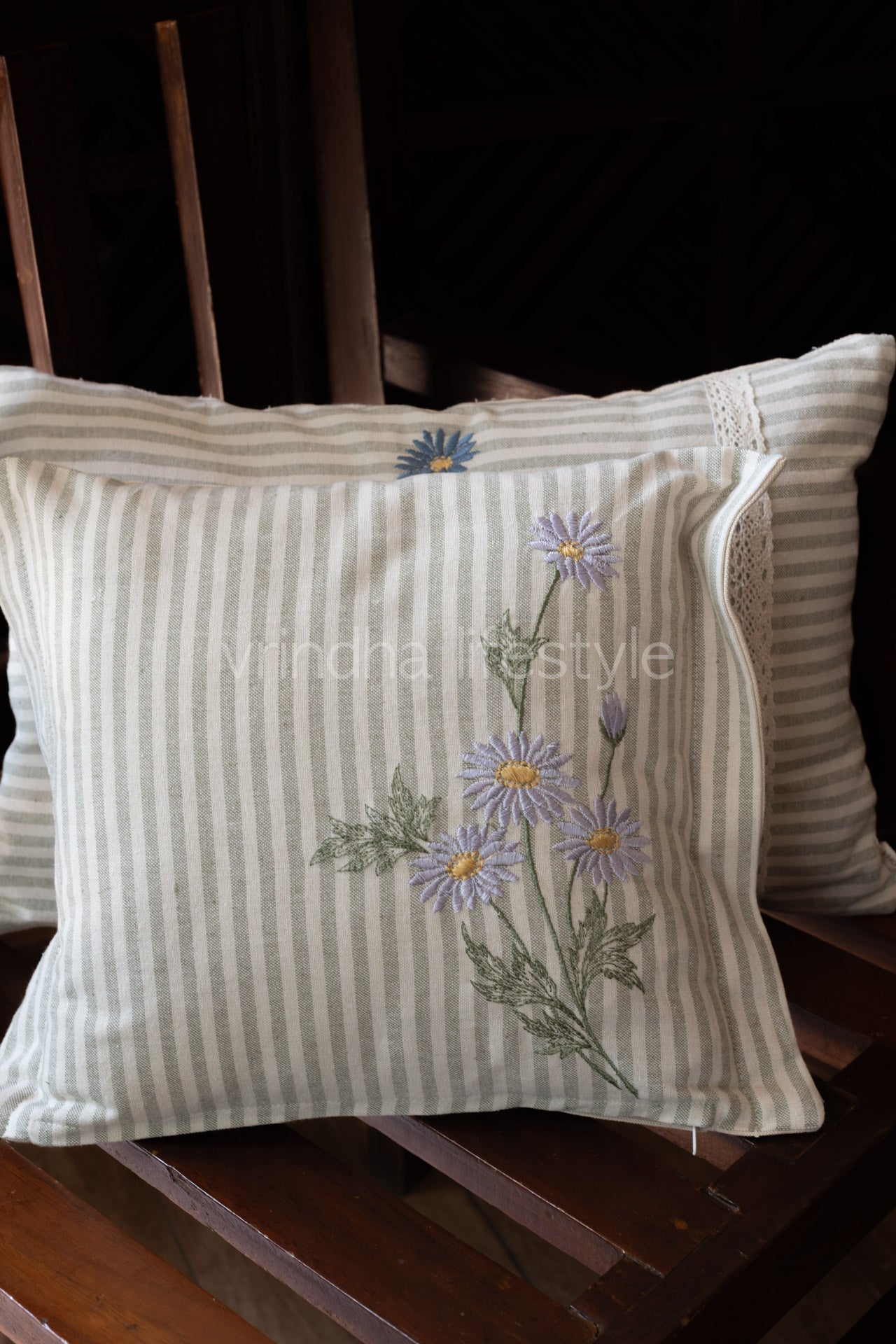 cotton cushion cover with embroidery -Single unit- 12x12 inches