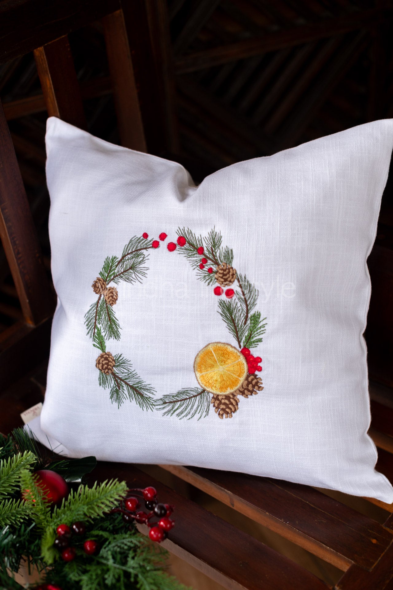Cotton cushion cover with embroidery -Single unit- 16x16 inches-customisable