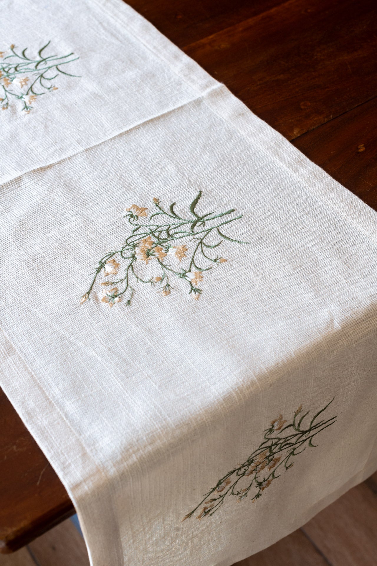 Cotton table runner with embroidery - 14x50 inches-customisable