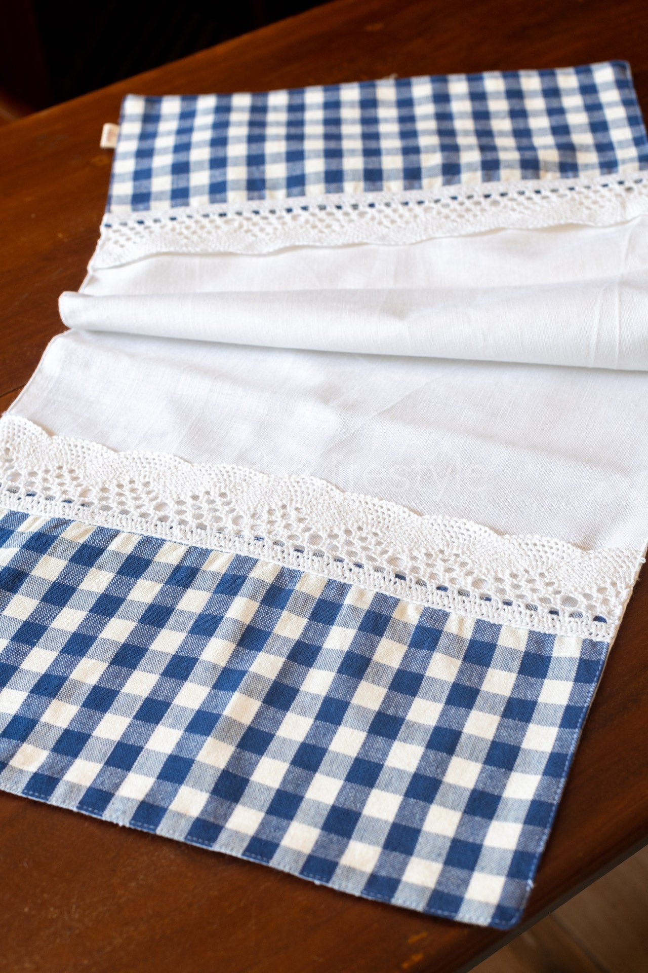 MICROWAVE OVEN TOP COVER-Blue gingham