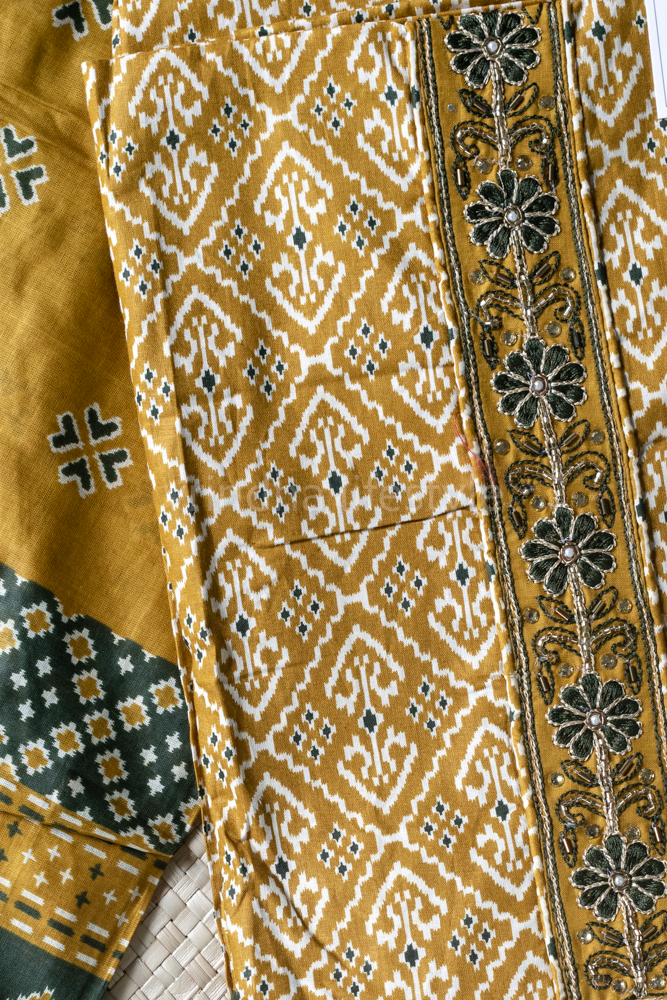 COTTON SALWAR MATERIAL with neck embroidery