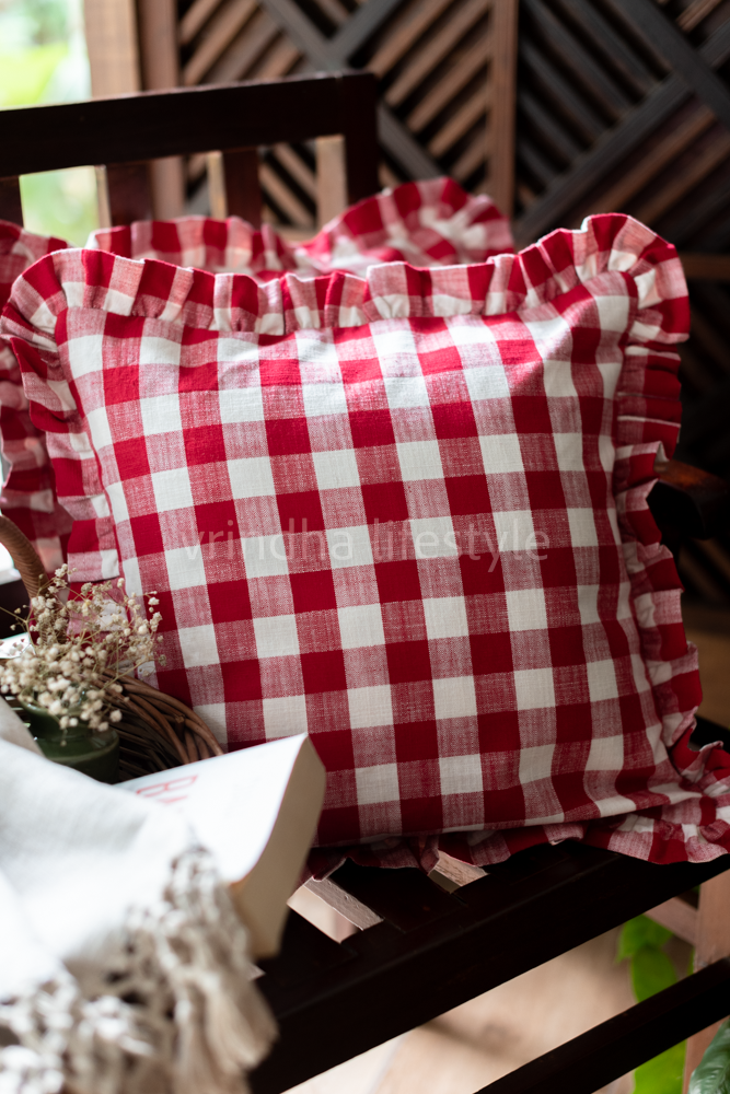 BUFFALO CHECKS -CUSHION COVERS with frill-Single Unit