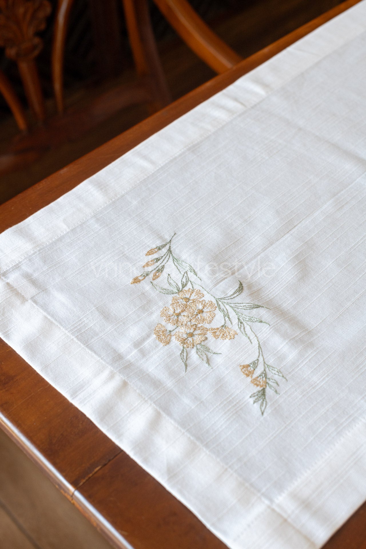 Cotton table runner with embroidery - 14x54 inches-customisable