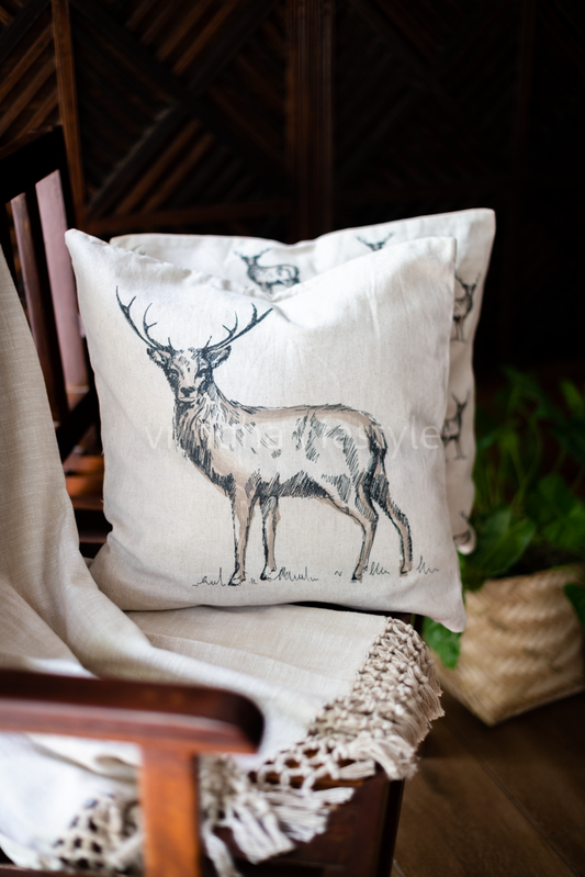 REVERSIBLE CUSHION COVER-printed cotton,16 inches-Set of two