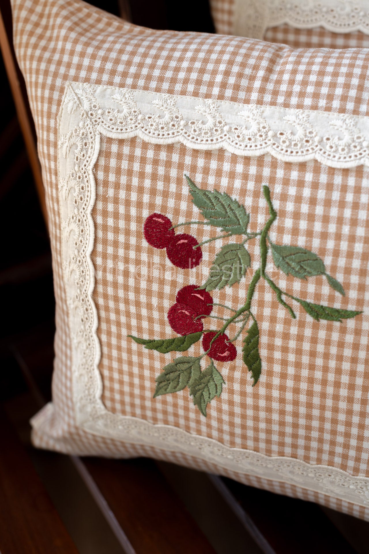 Cotton cushion cover with embroidery and lace detailing -Single unit- 16x16 inches( Customisable)