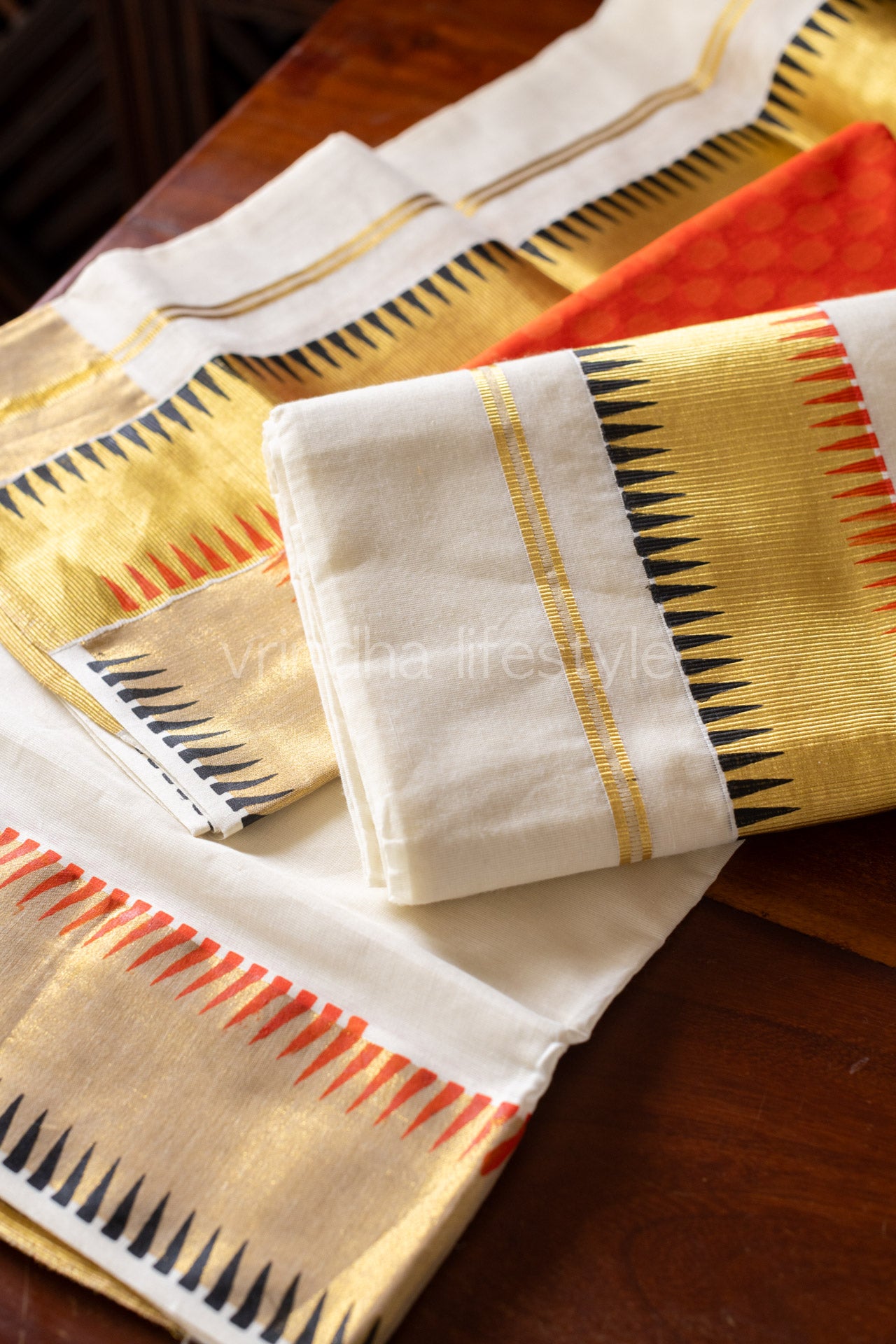 Kerala Set Mundu-Printed temple border