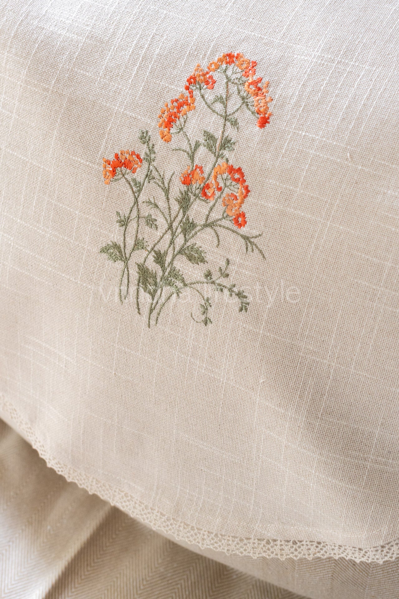 SOFA BACK COVER-with embroidery and lace detailing -Set of 5