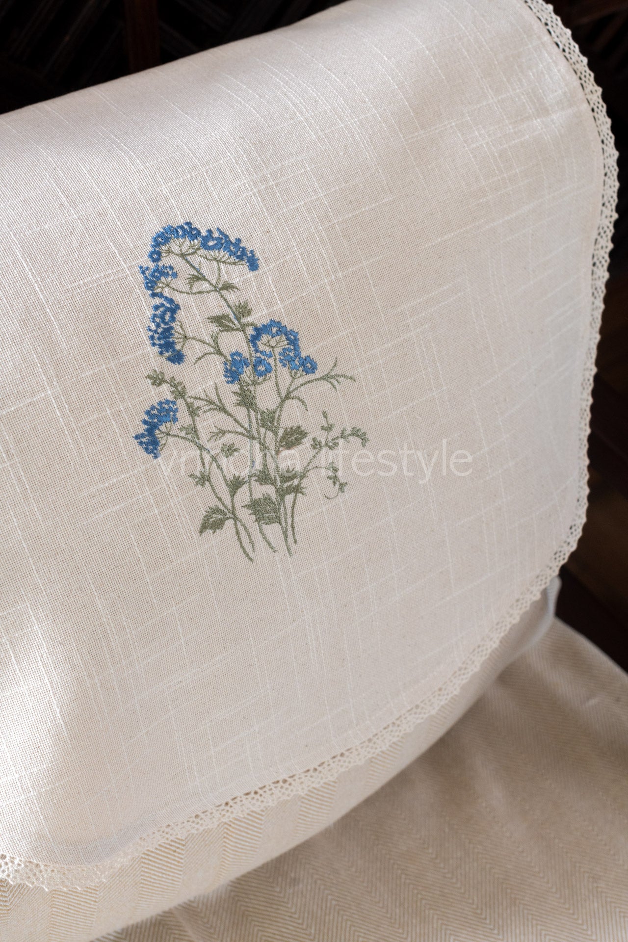 SOFA BACK COVER-with embroidery and lace detailing -Set of 5
