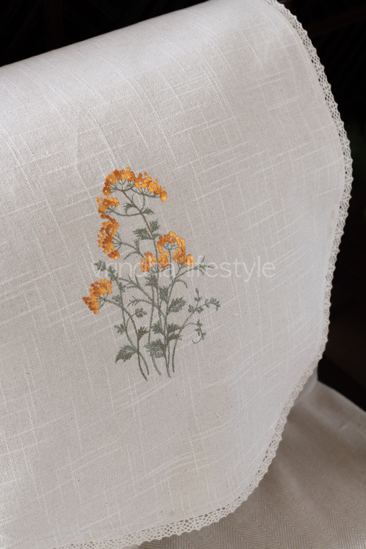 SOFA BACK COVER-with embroidery and lace detailing -Set of 5