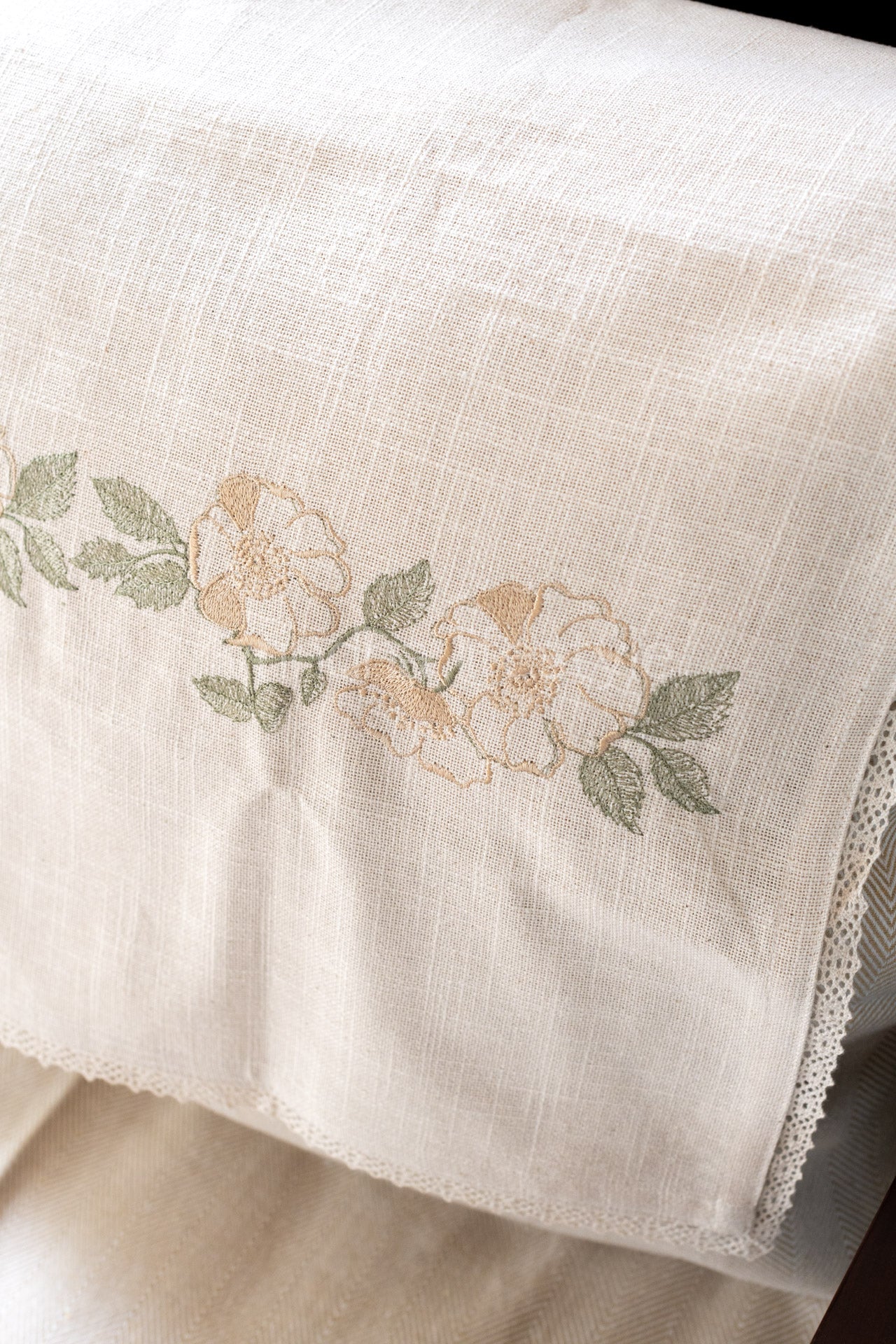 SOFA BACK COVER-with embroidery and lace detailing /rectangle -Set of 5