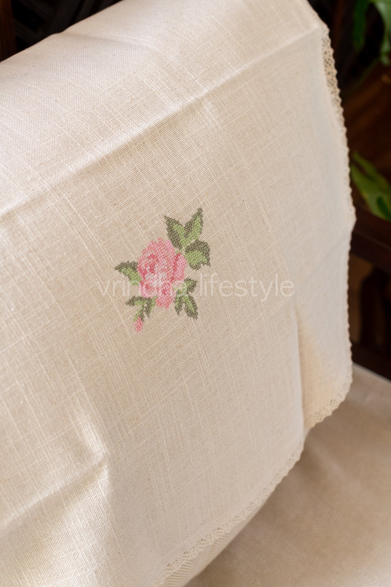 SOFA BACK COVER-with embroidery and lace detailing -Set of 5