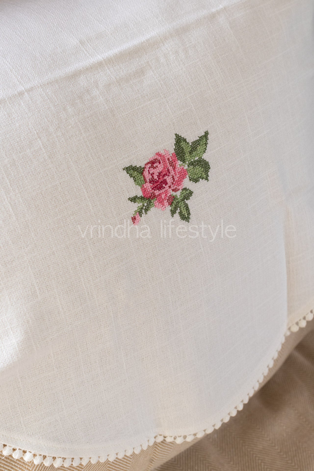 SOFA BACK COVER-with embroidery and lace detailing -Set of 5