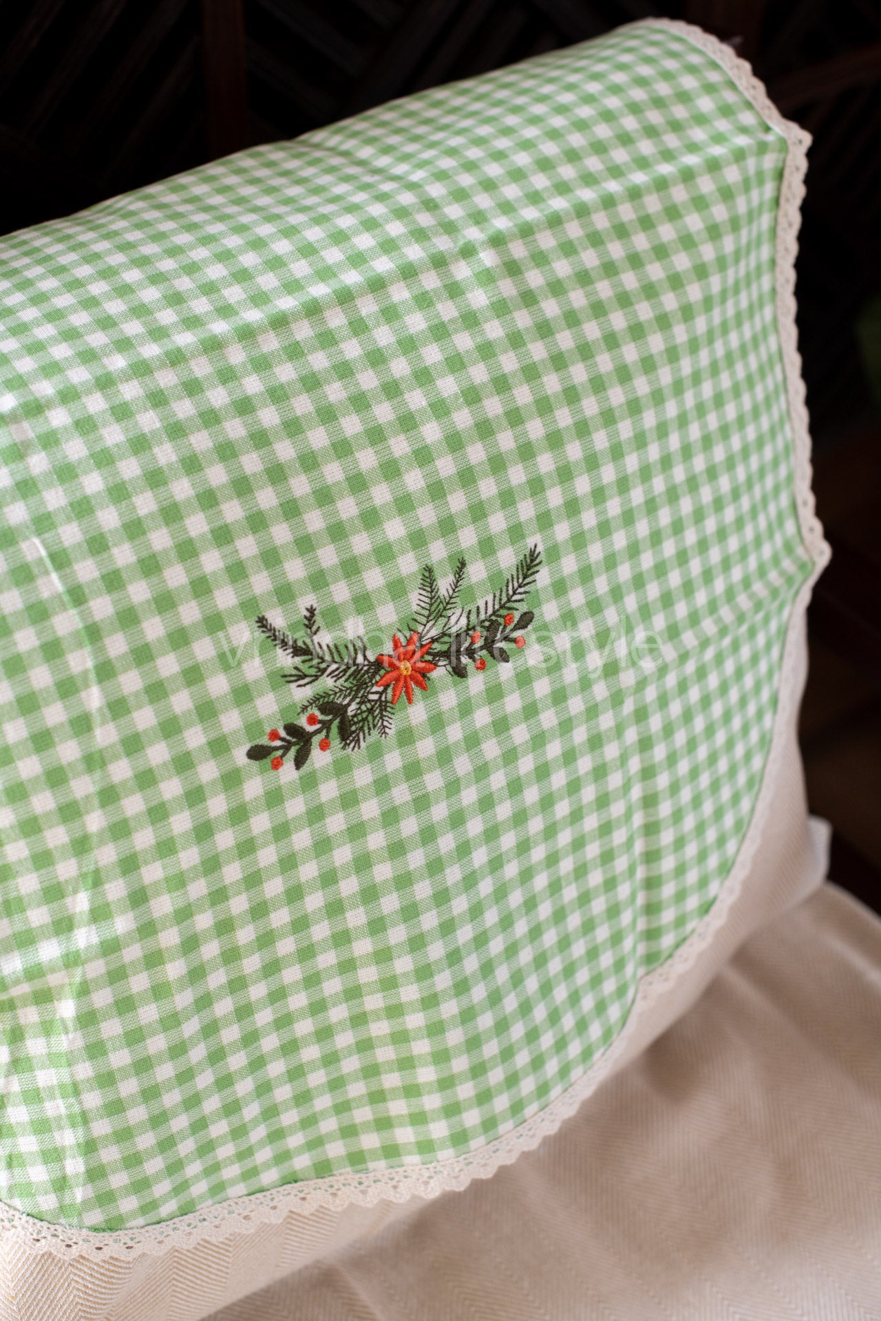 SOFA BACK COVER-with embroidery and lace detailing -Set of 5