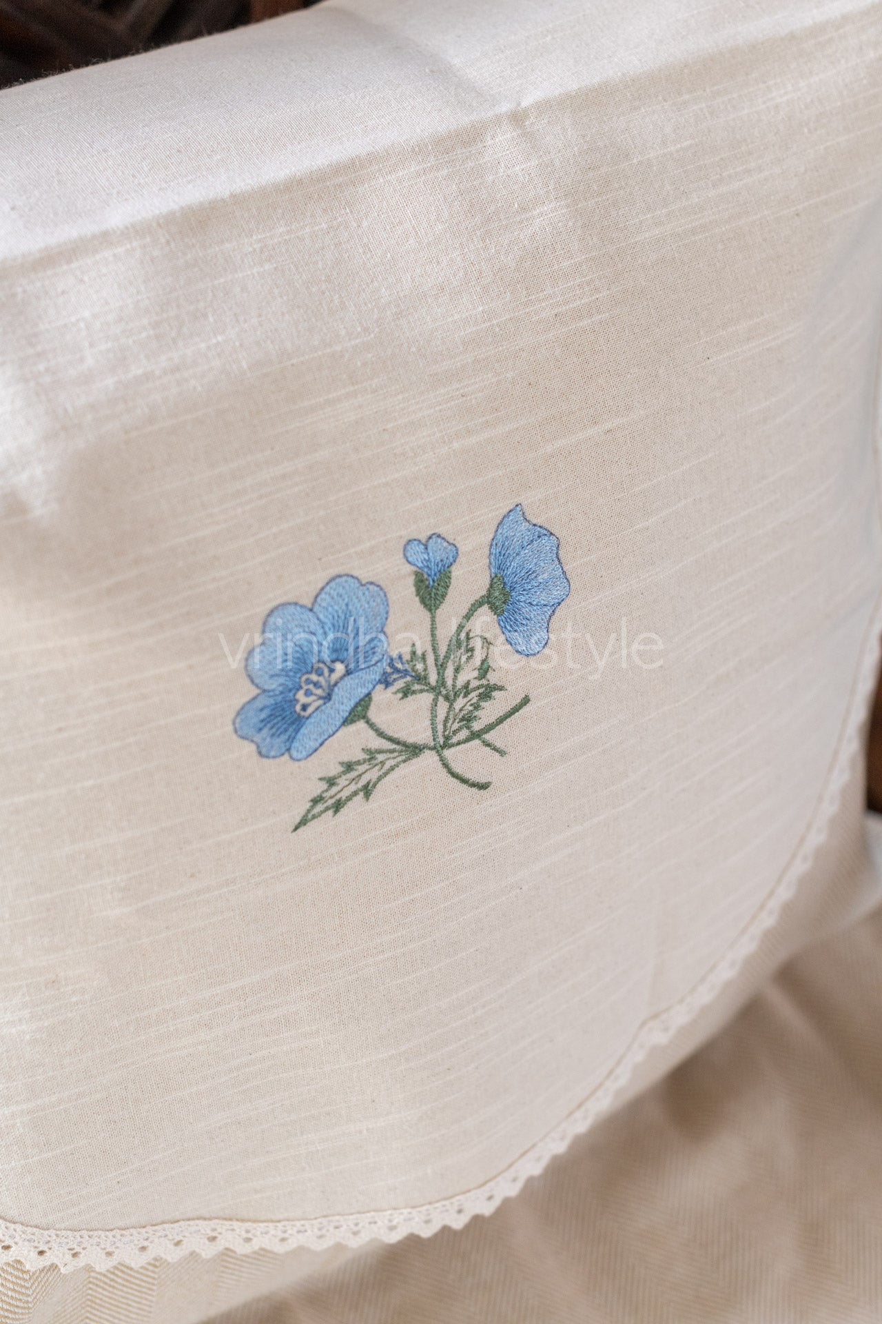 SOFA BACK COVER-with embroidery and lace detailing -Set of 5