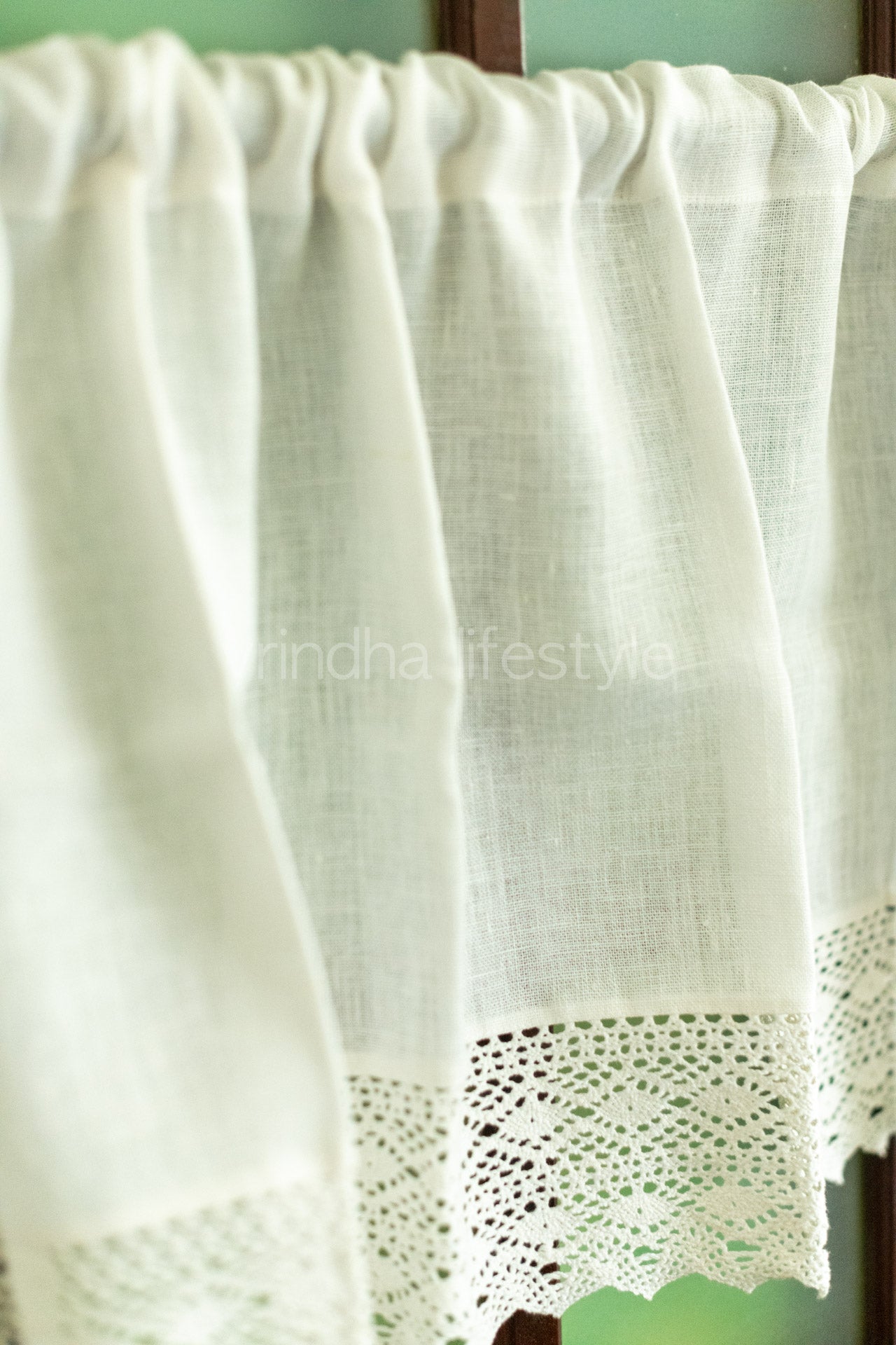 KITCHEN VALANCE-pure linen with lace detailing (customisable )
