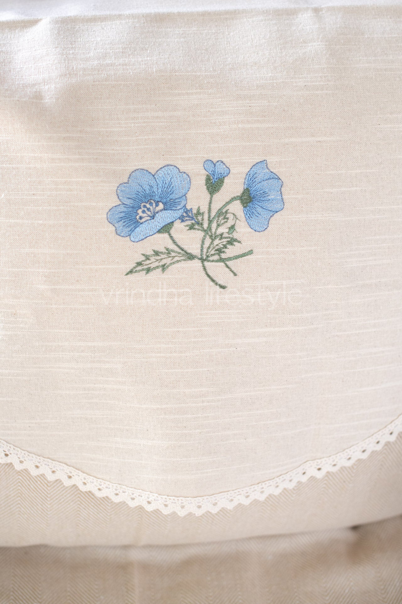 SOFA BACK COVER-with embroidery and lace detailing -Set of 5