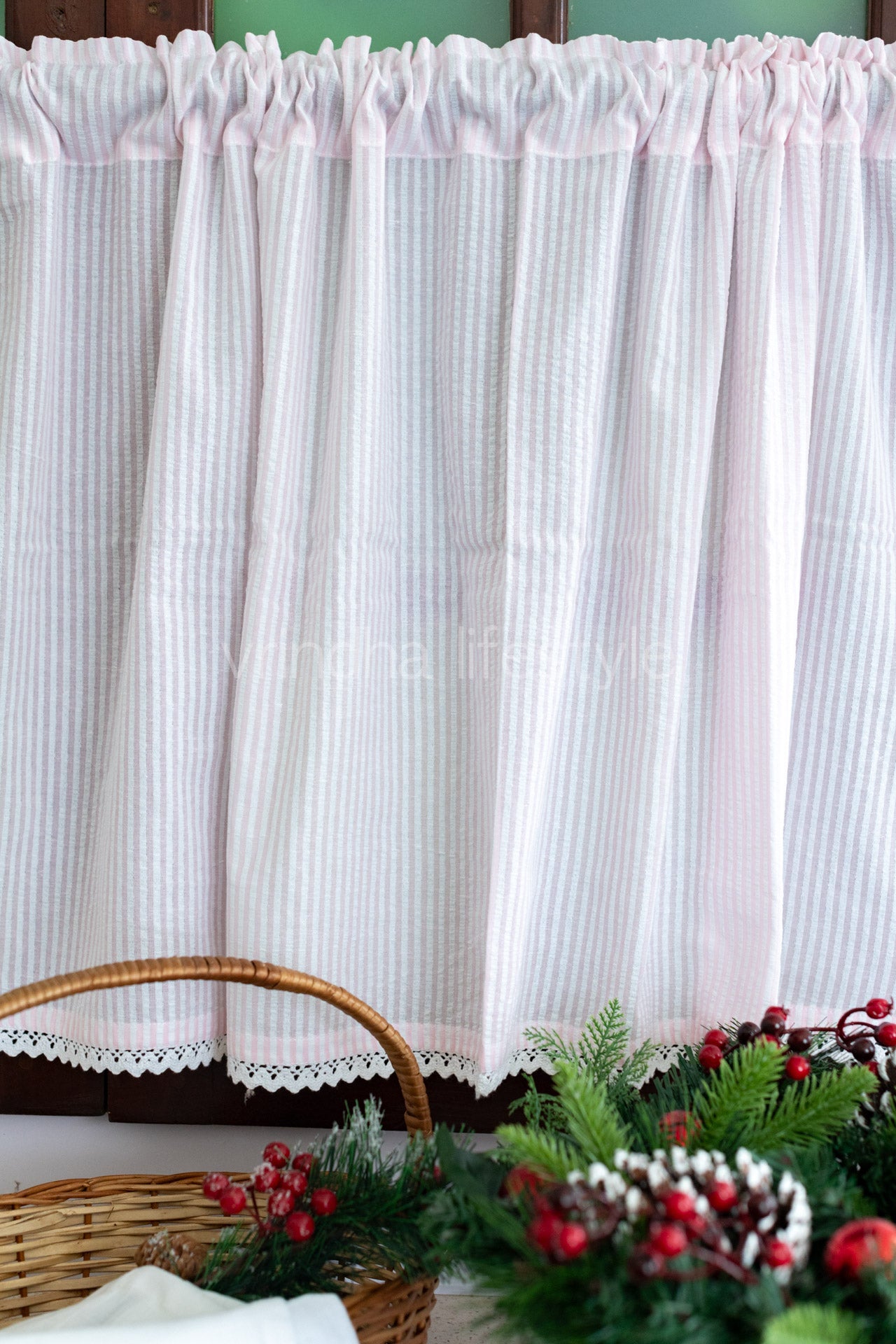 KITCHEN VALANCE-Cotton woven with lace detailing(customisable )