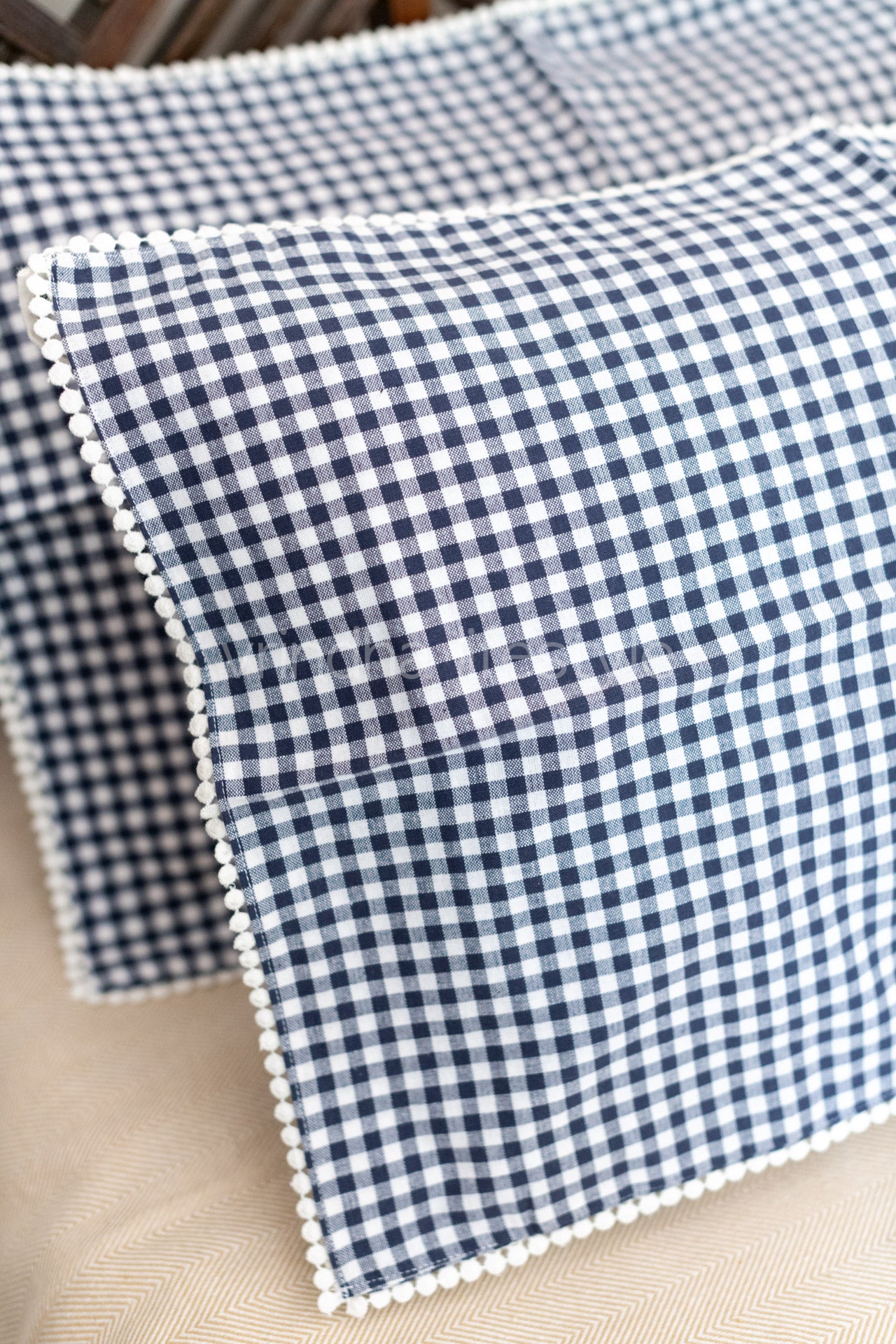 Cotton pillow cover with lace detailing -set of 2