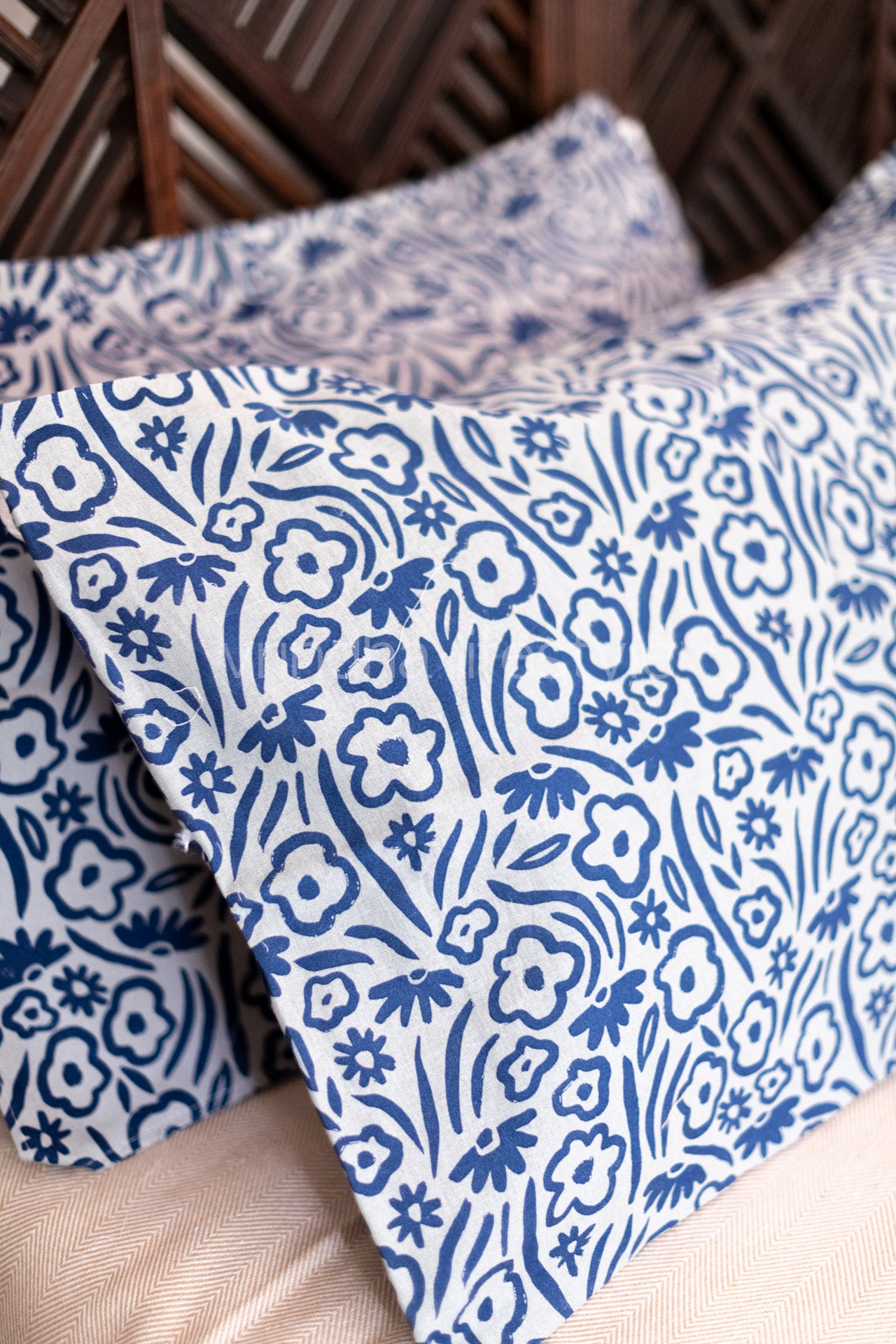 Printed cotton pillow cover-set of 2