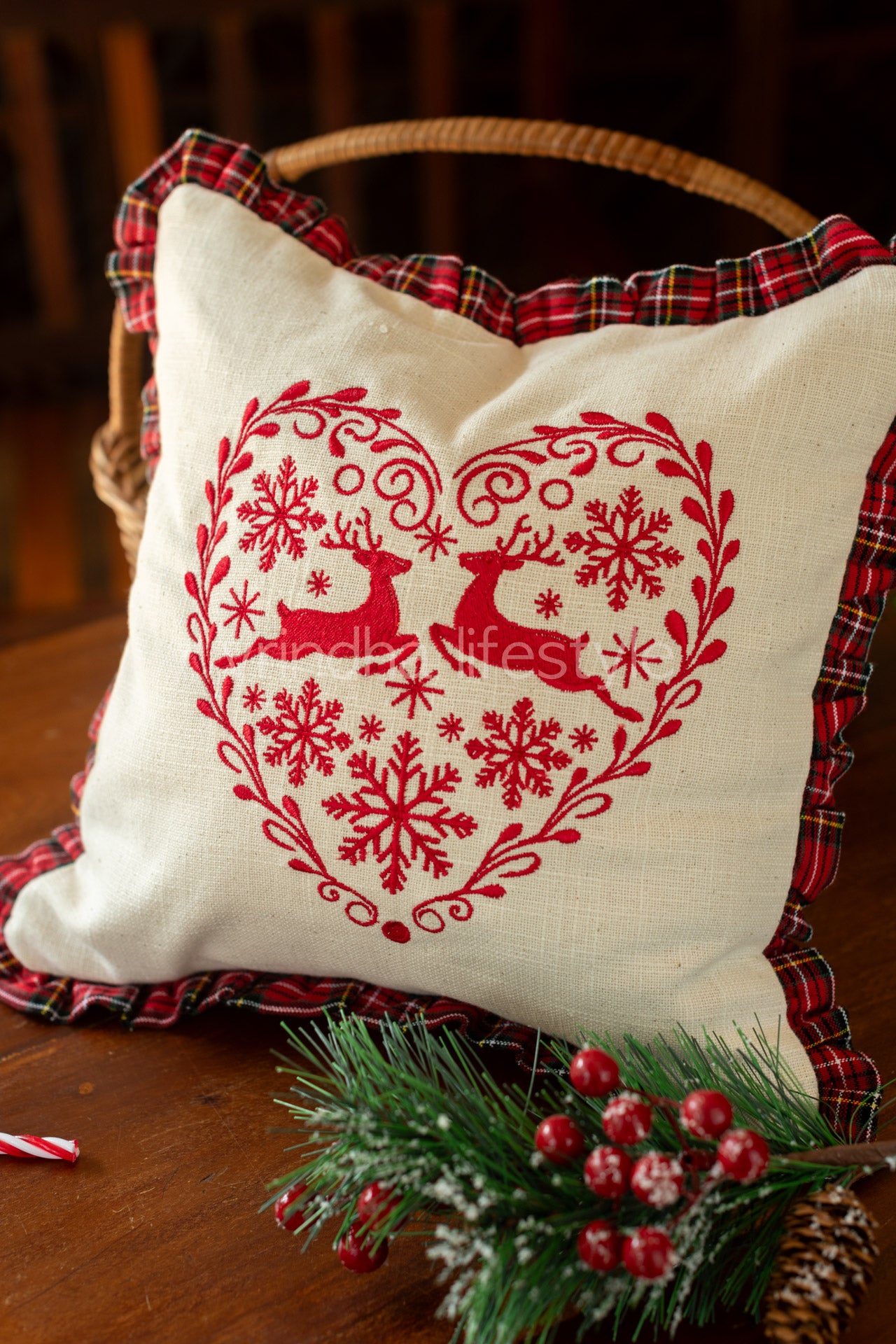 cotton cushion cover with embroidery and frill detailing -Single unit- 12x12 inches( Customisable)