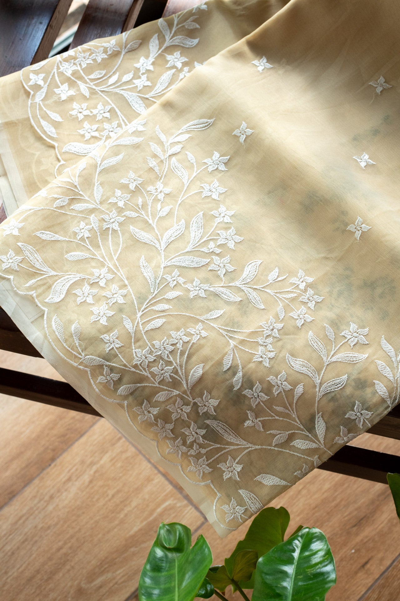 Embroidered semi organza saree