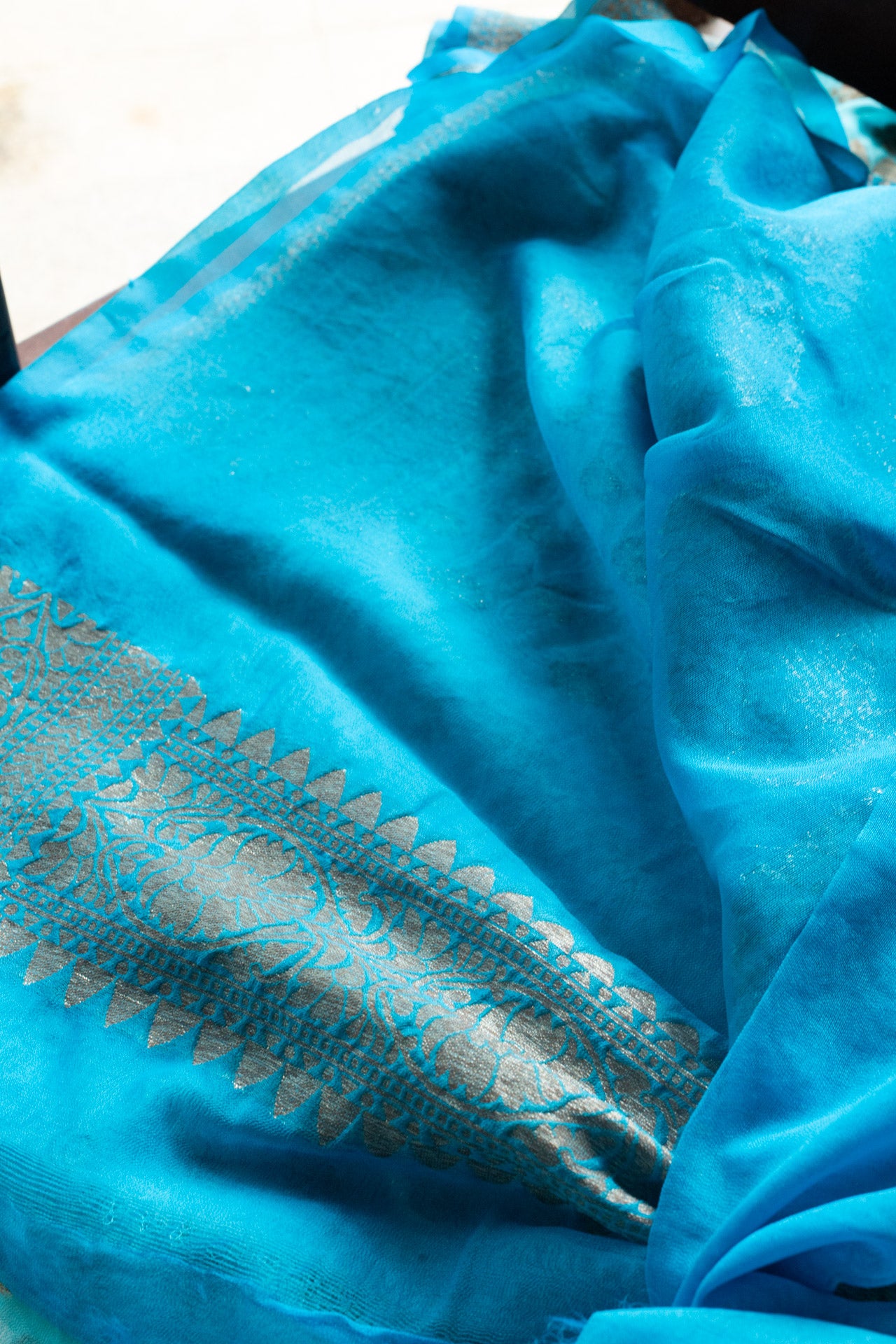 Semi Banarasi Georgette Saree-antique zari
