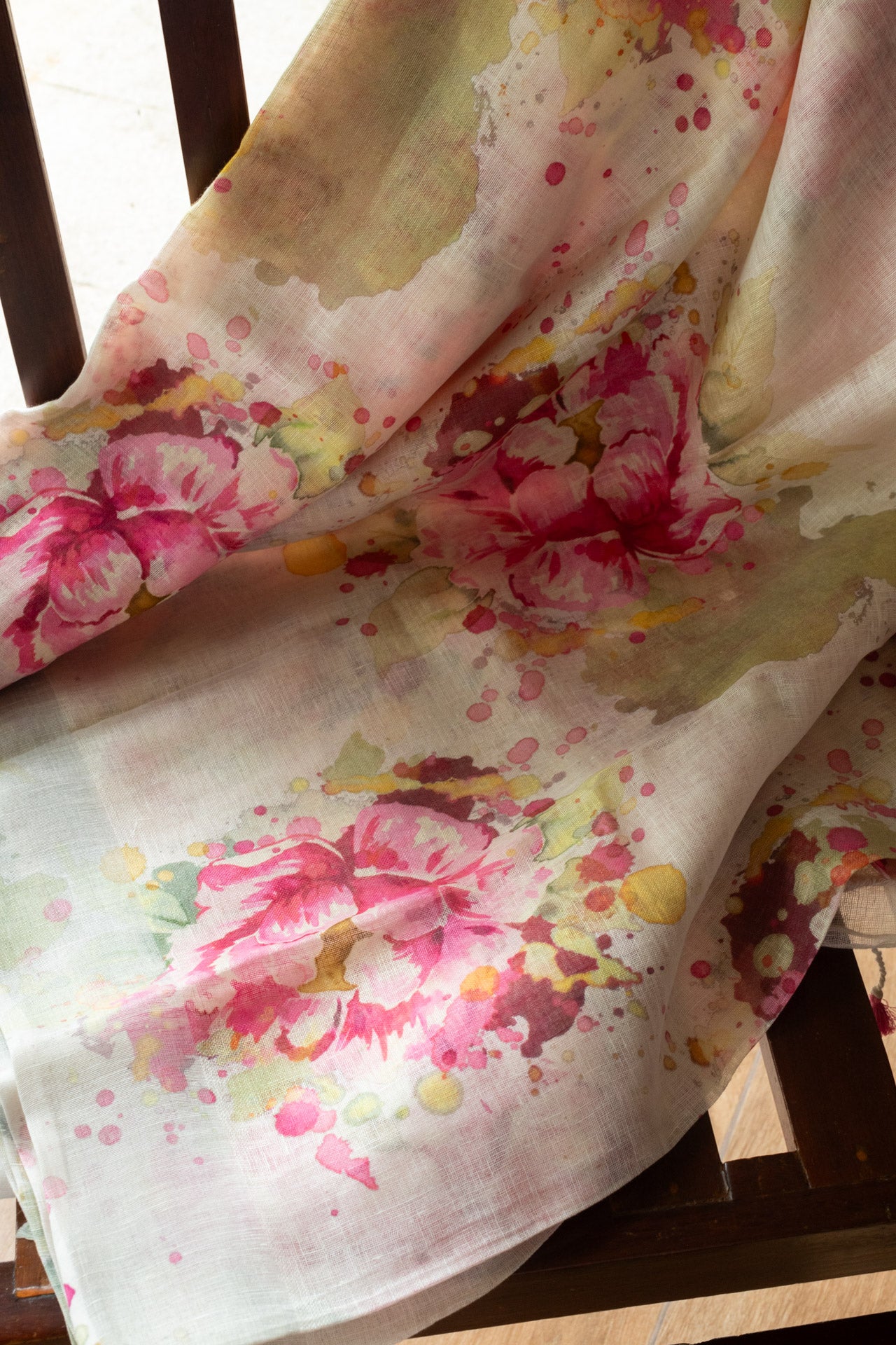 Printed pure Linen saree