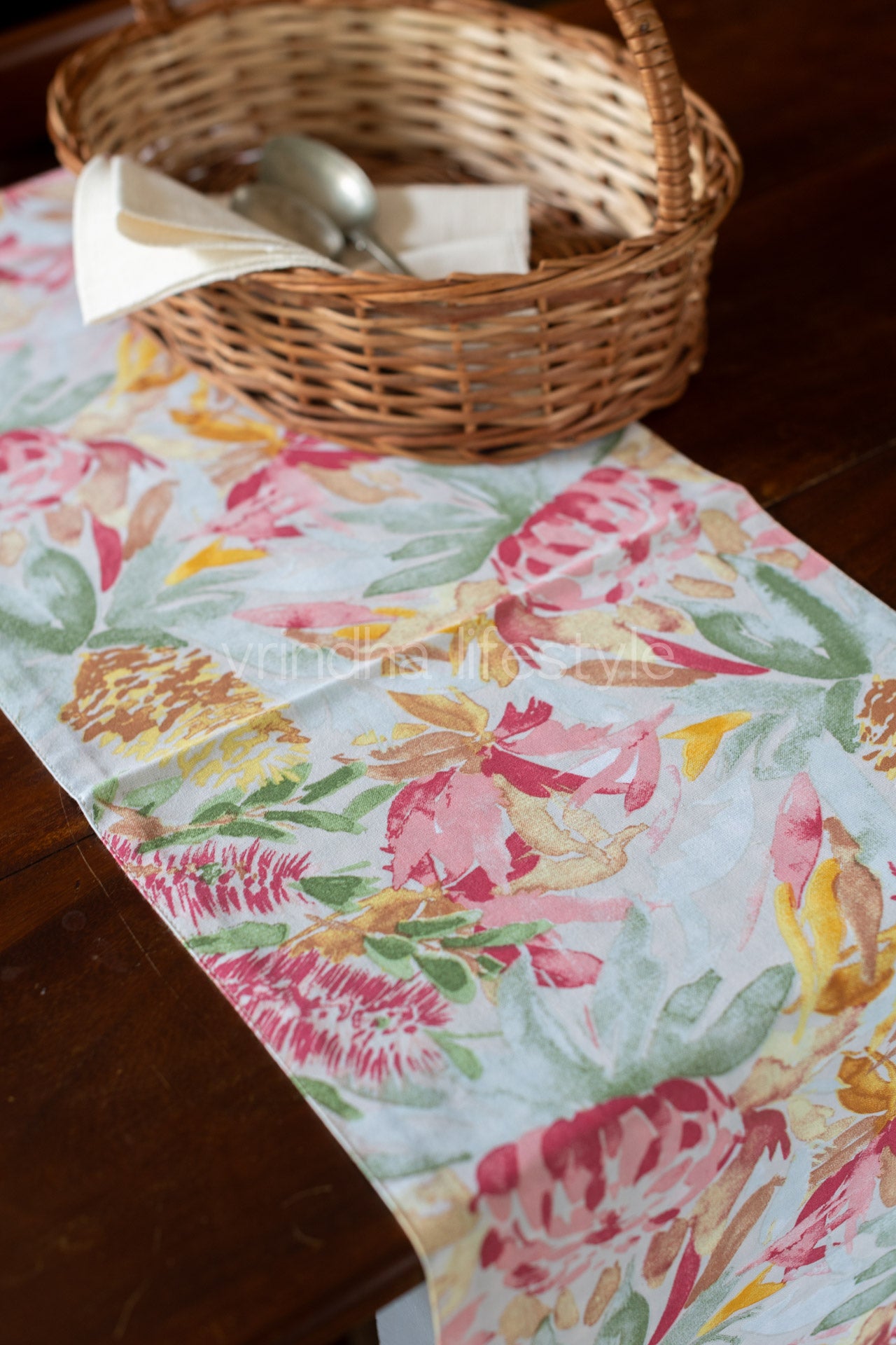 Reversible cotton table runner -11.5x56 inches