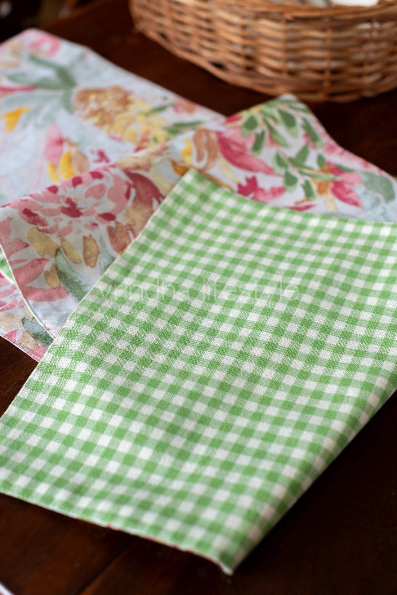 Reversible cotton table runner -11.5x56 inches