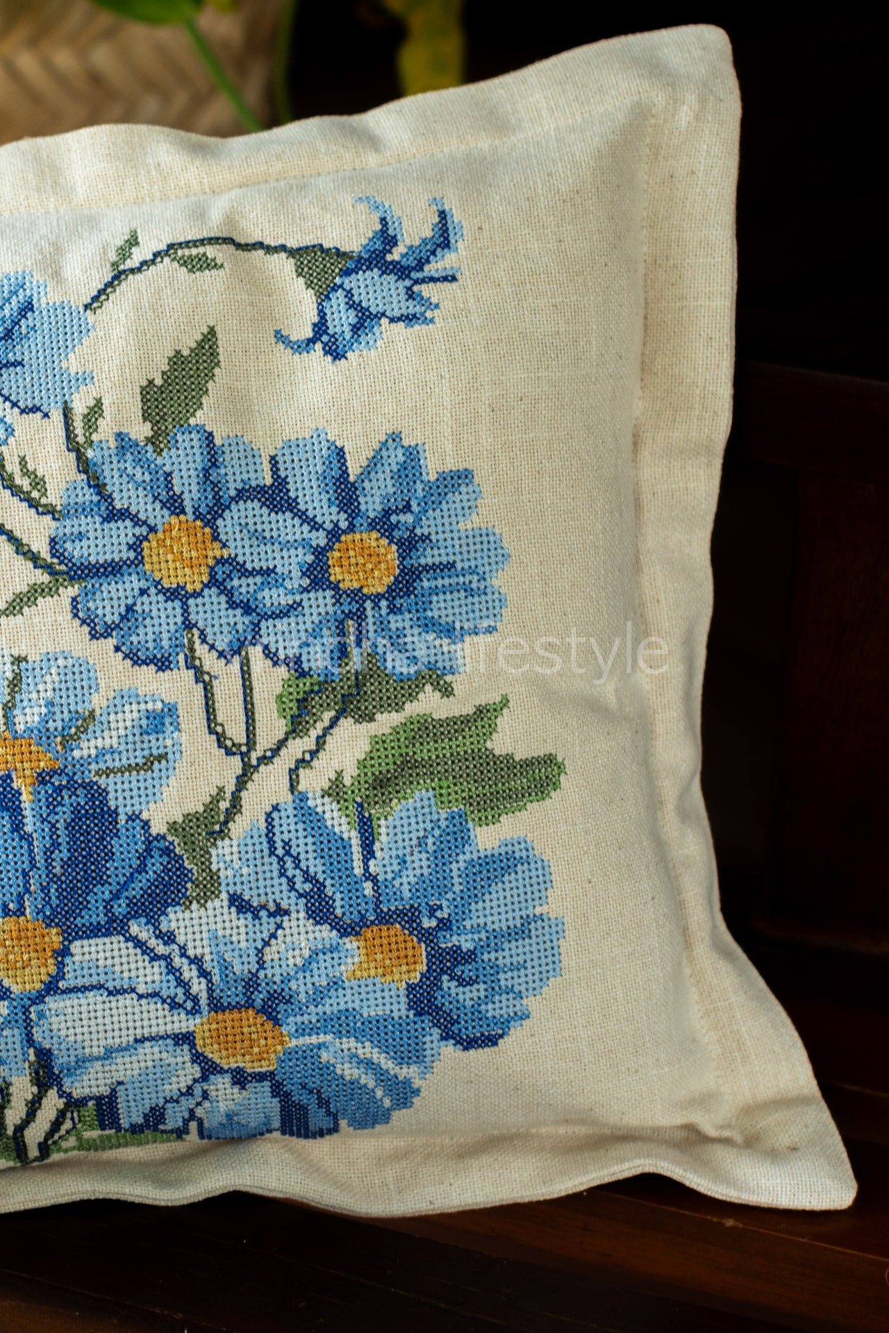 Cotton cushion cover with embroidery -Single unit- 12x12-customisable