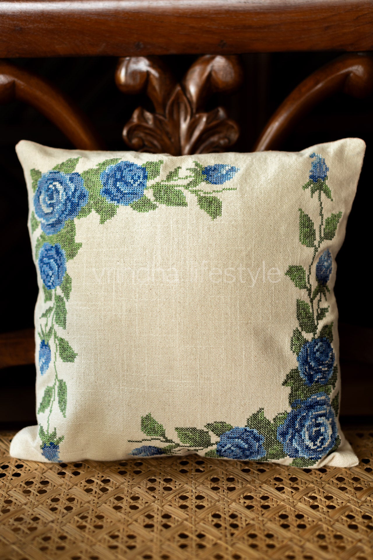 Cotton cushion cover with embroidery -Single unit- 12x12-customisable