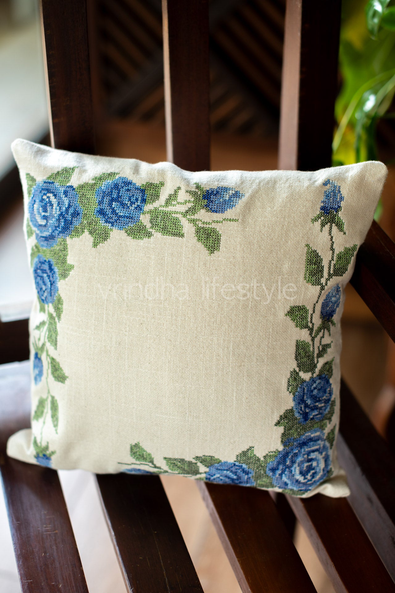 Cotton cushion cover with embroidery -Single unit- 12x12-customisable