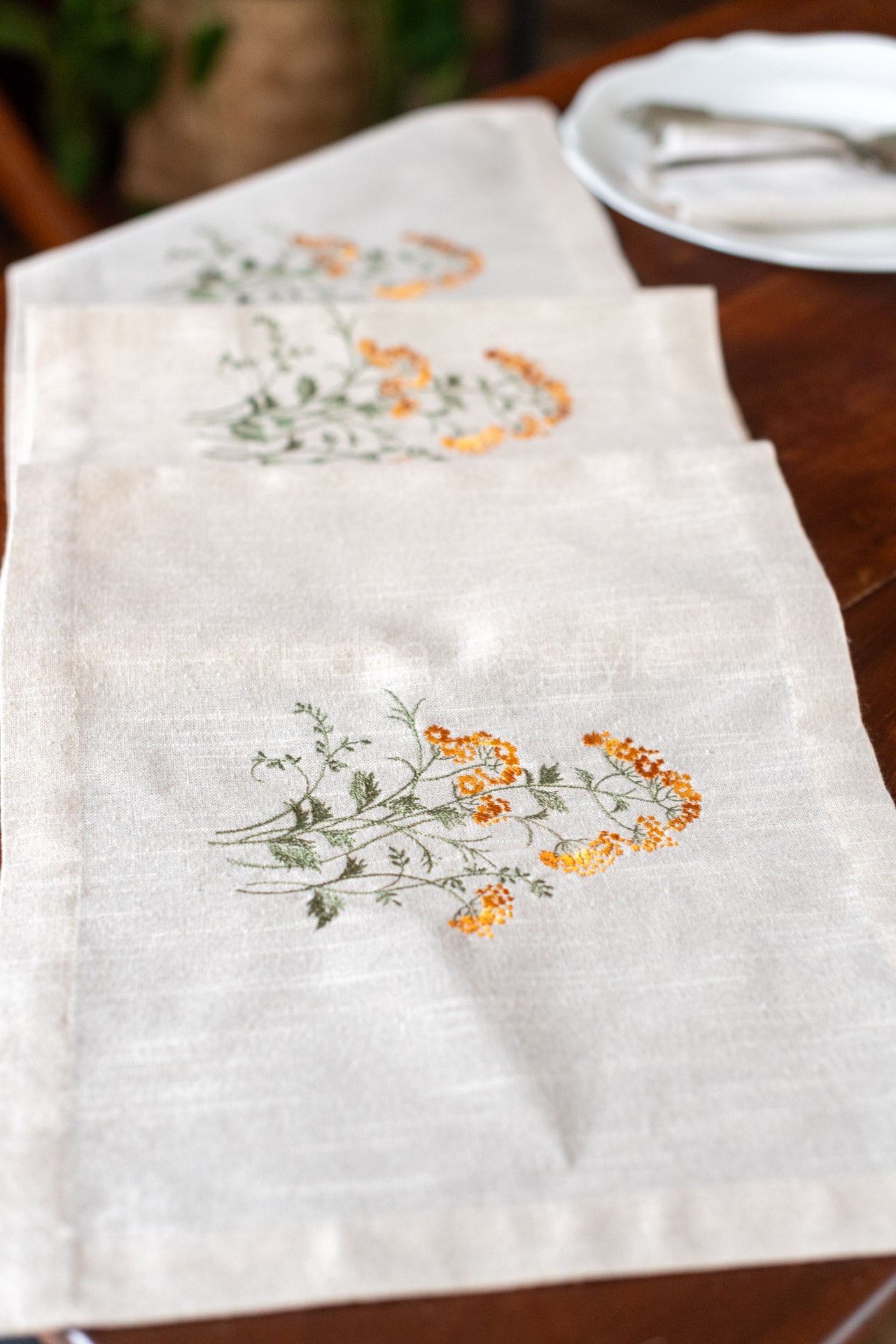 Cotton table runner with embroidery - 14x54 inches-customisable