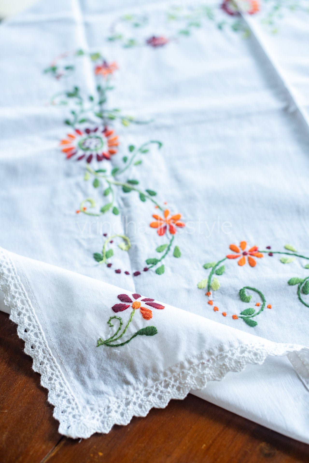 COFFEE TABLE CLOTH with hand embroidery -29x29 inches