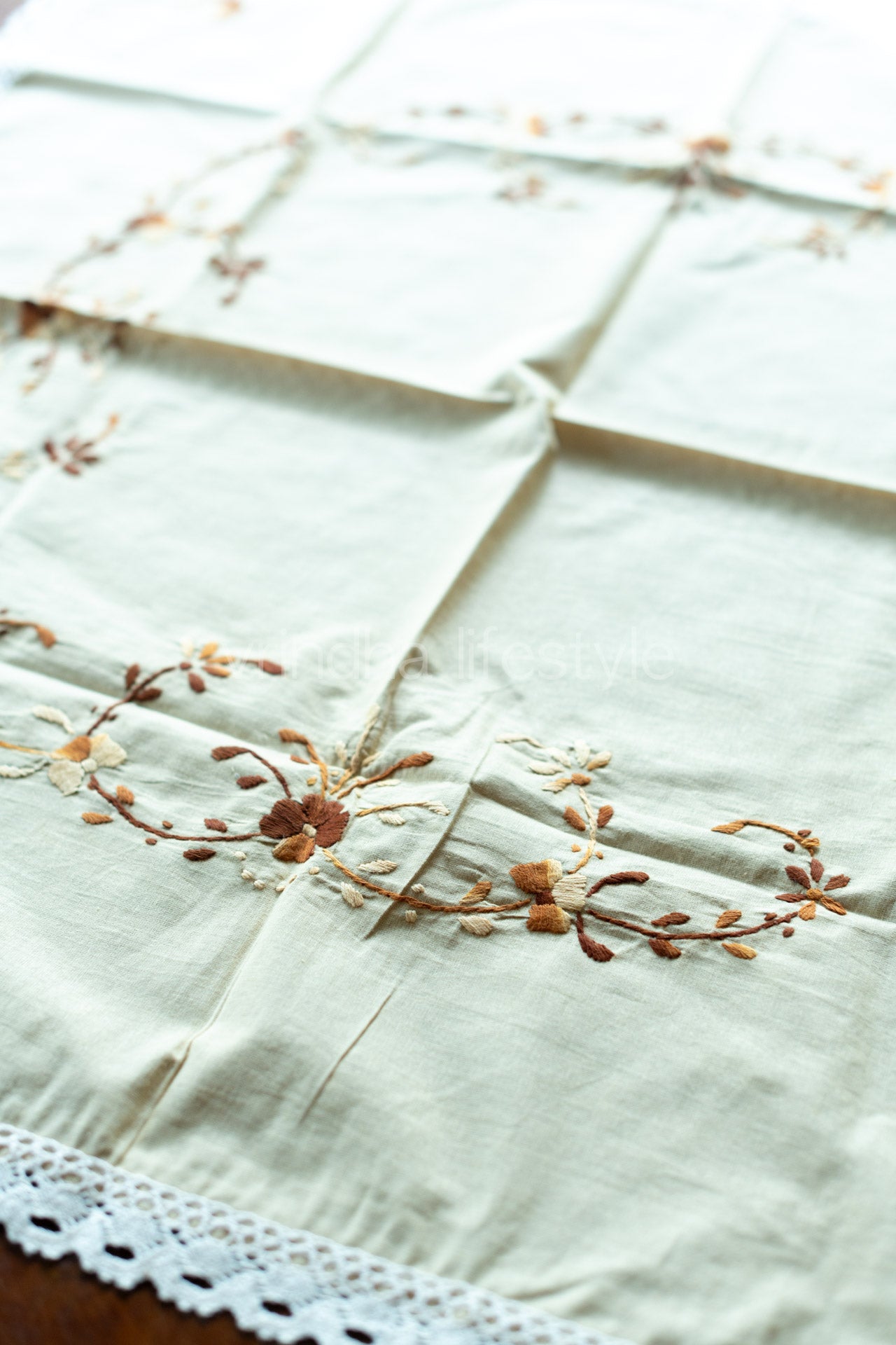 COFFEE TABLE CLOTH with hand embroidery -29x29 inches