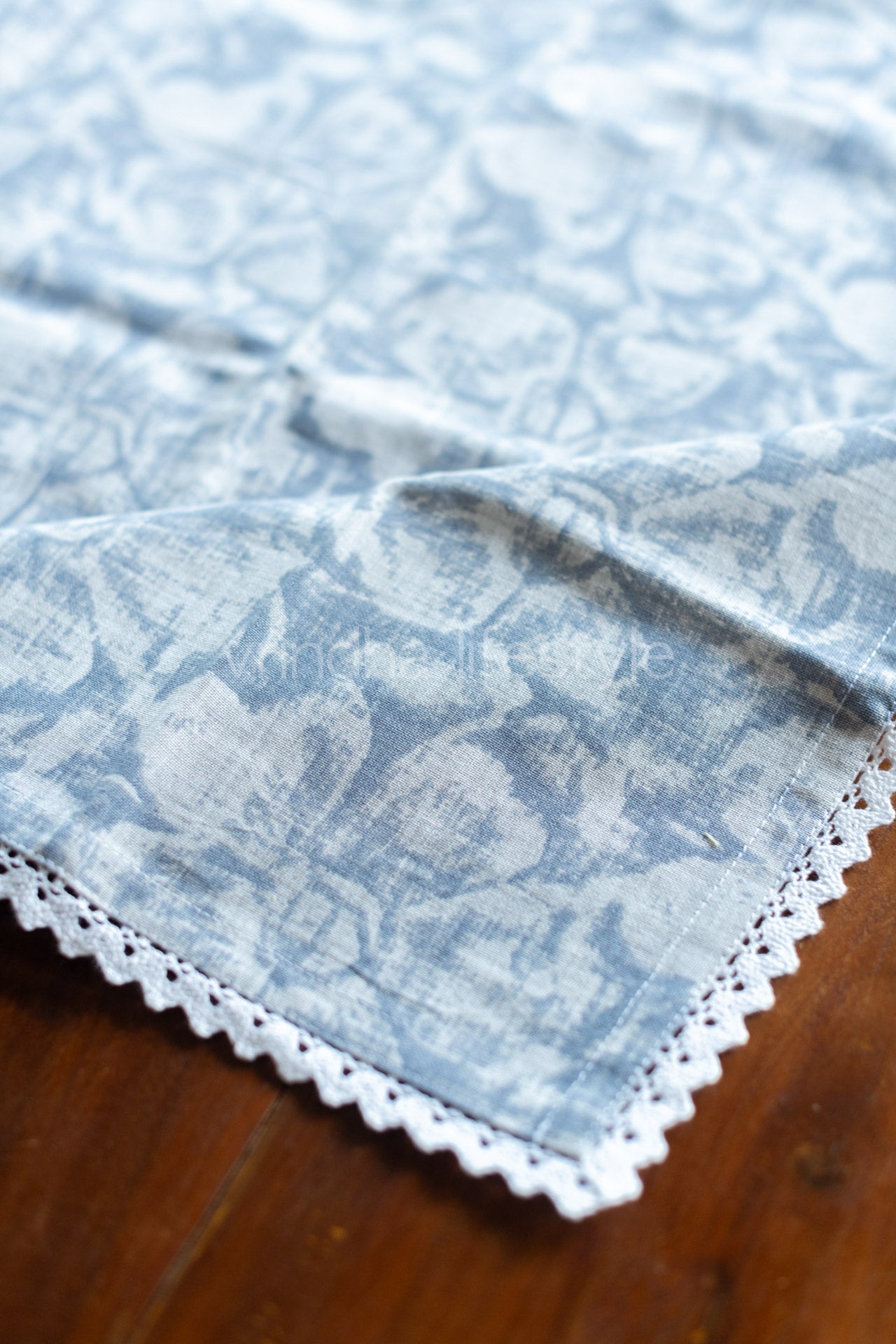 Cotton printed table cover with lace detailing -coffee table-28x28 inches
