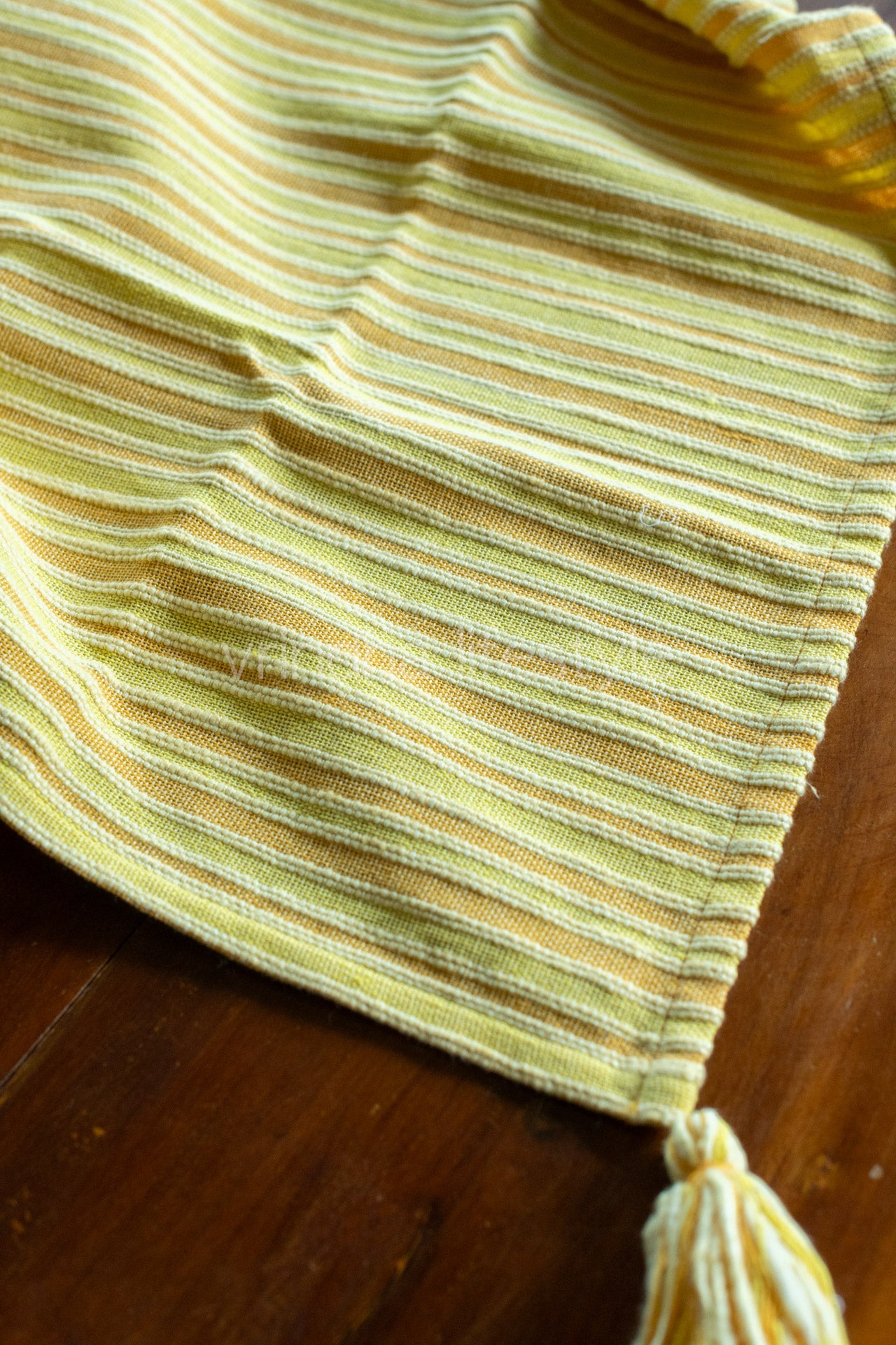 Jute cotton stripes cloth with tassels-coffee table