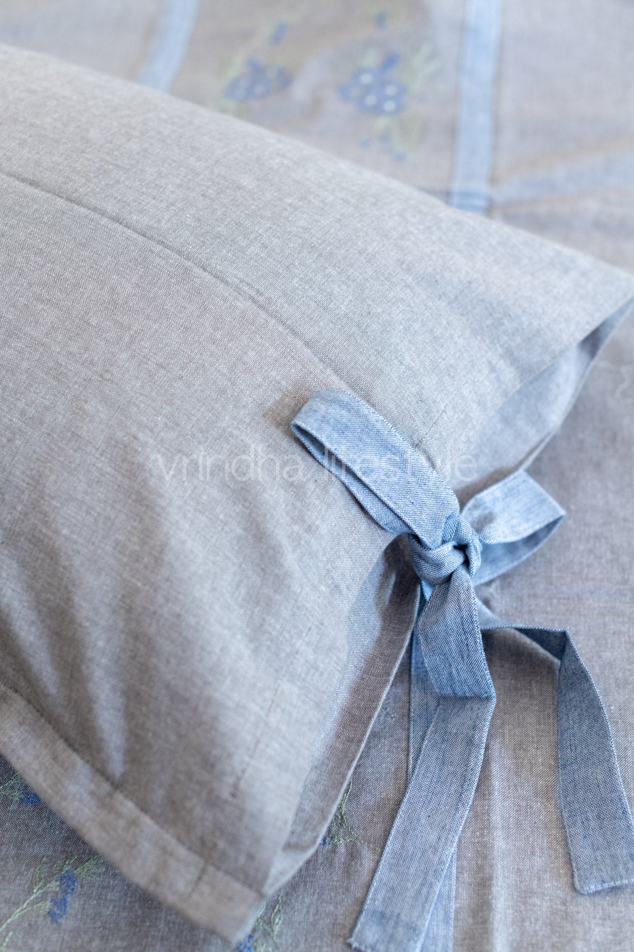 COTTON BED SHEET with cotton pillow covers with embroidery-Single