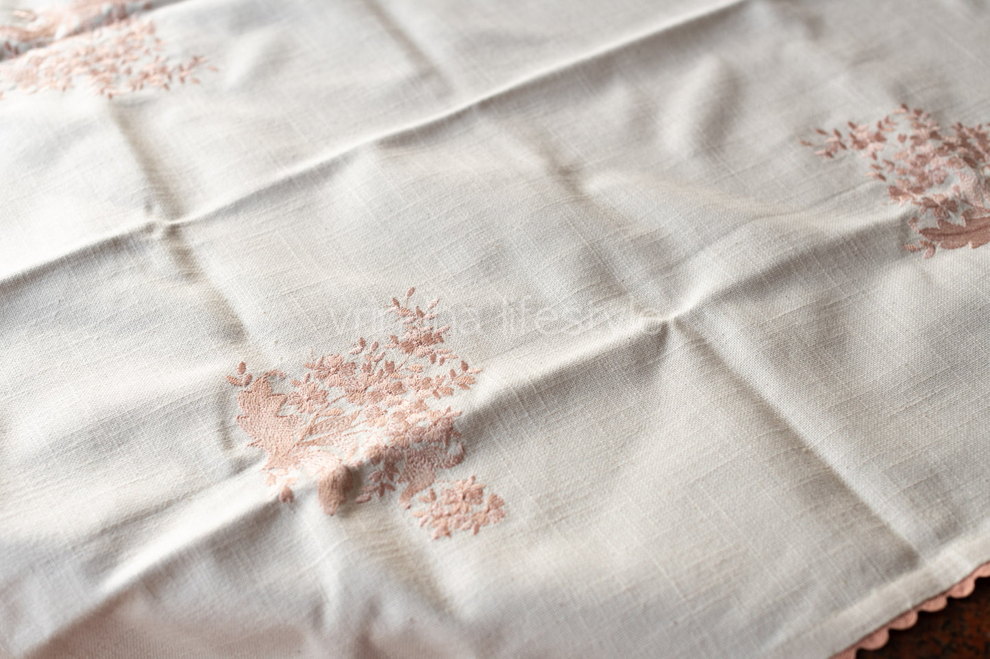 COTTON TABLE CLOTH with embroidery -Square -coffee table cover-customisable