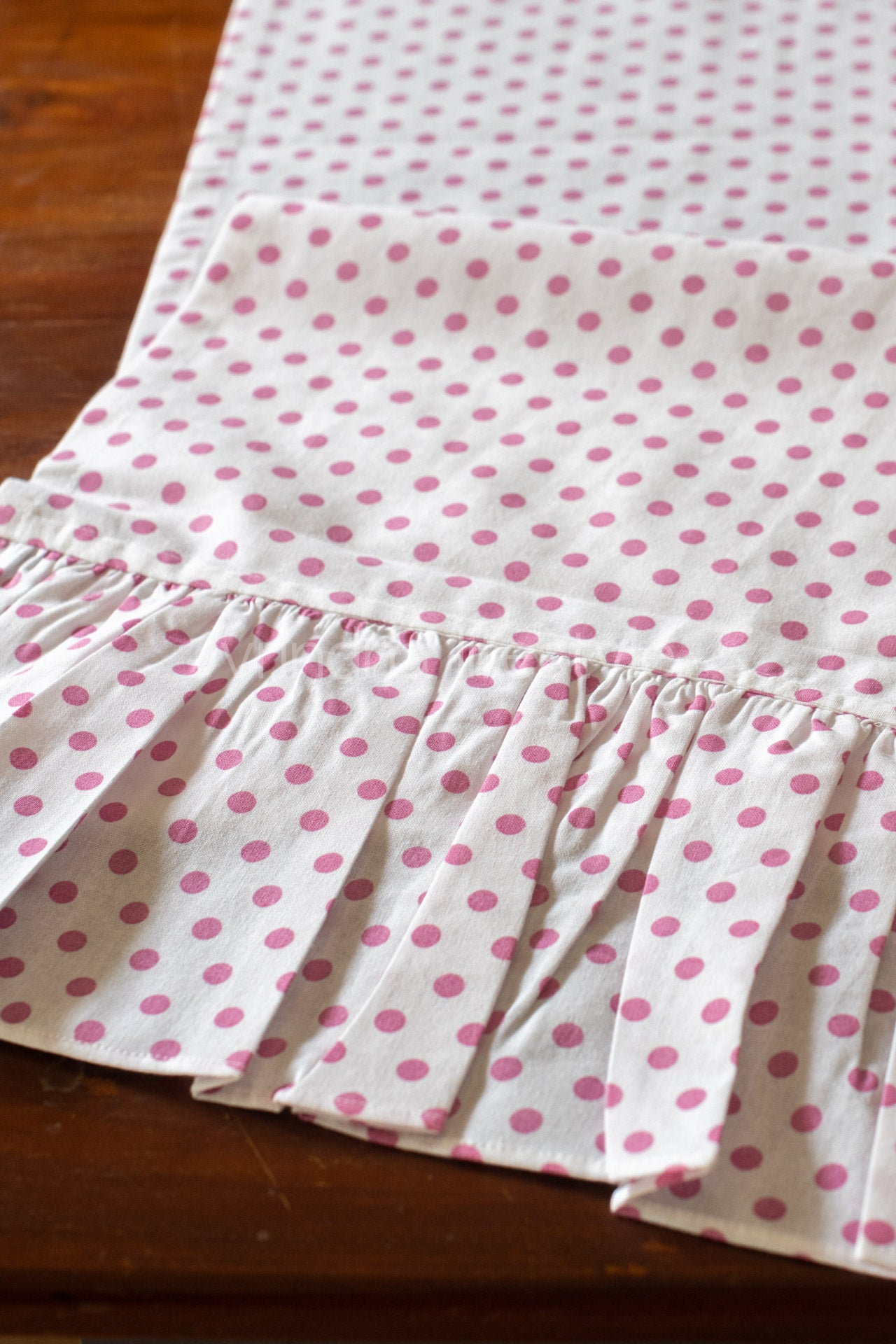 Cotton table runner with frill -14x66 inches