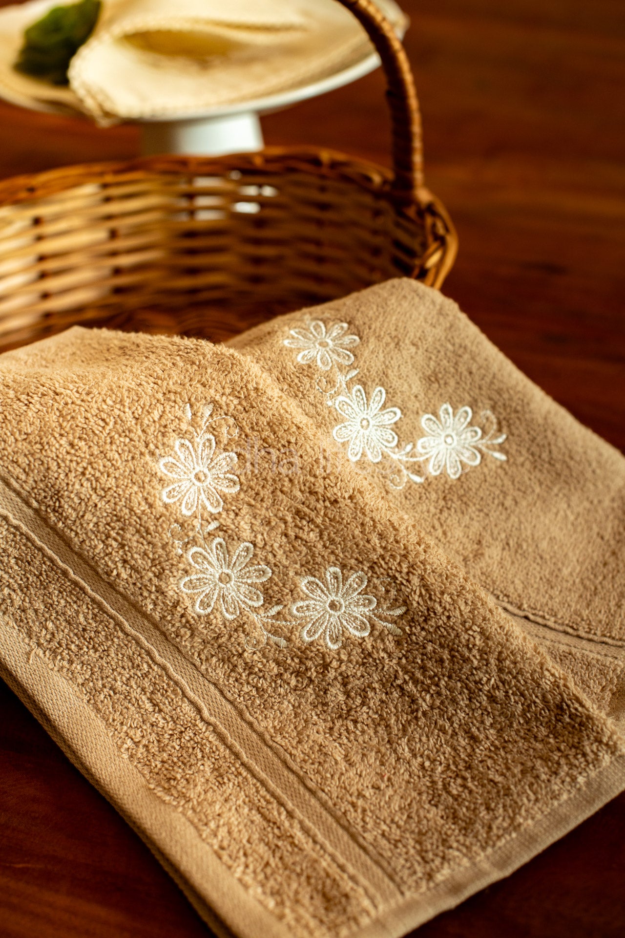 SOFT FACE TOWEL WITH EMBROIDERY, 12inch x 12 inch -set of two