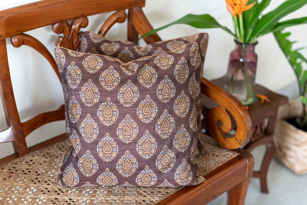 PURE SILK PRINTED CUSHION COVERS -16 x 16 inches ( Single unit)