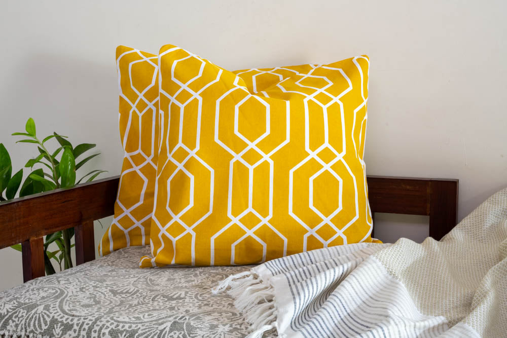 COTTON PRINTED CUSHION COVER-18" x 18'(Set of 2)