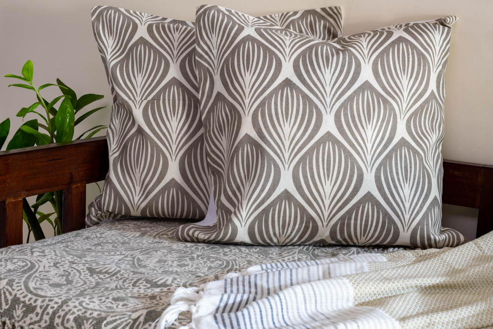 COTTON PRINTED CUSHION COVER-18" x 18" (Set of 2)