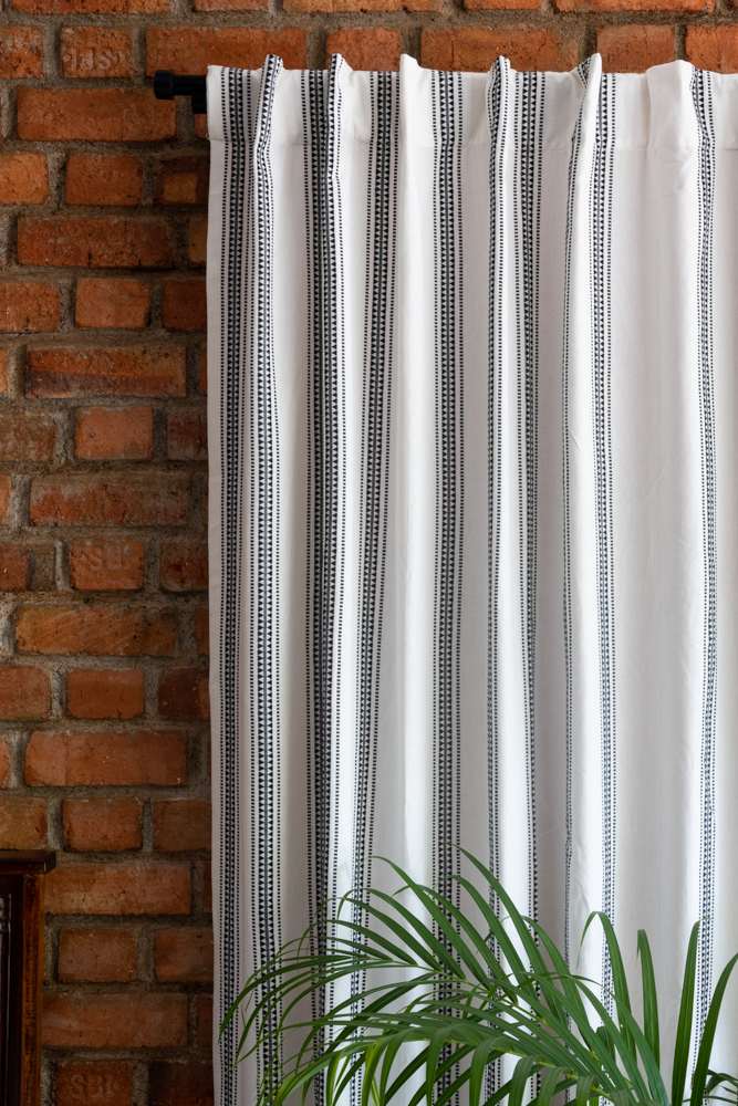 COTTON STRIPES OPAQUE -BACK TAB CURTAINS-7Feet-customisable