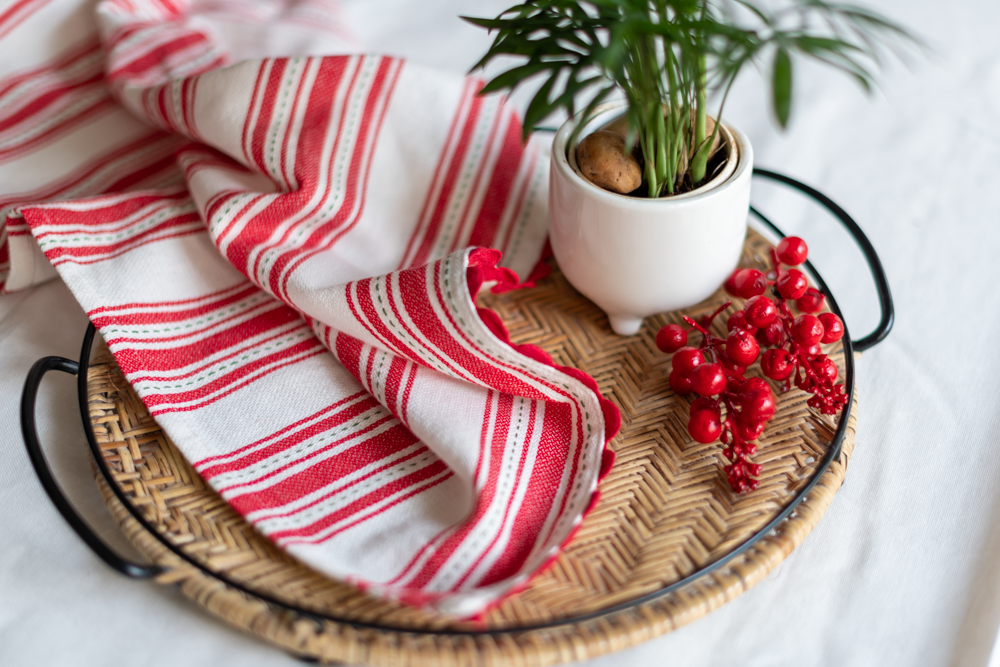 Striped Red Kitchen Linen Set