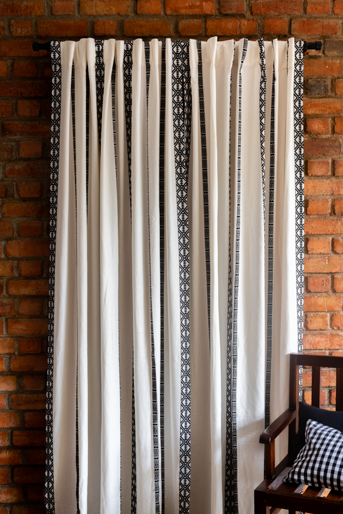 COTTON STRIPES OPAQUE -BACK TAB CURTAINS-7Feet